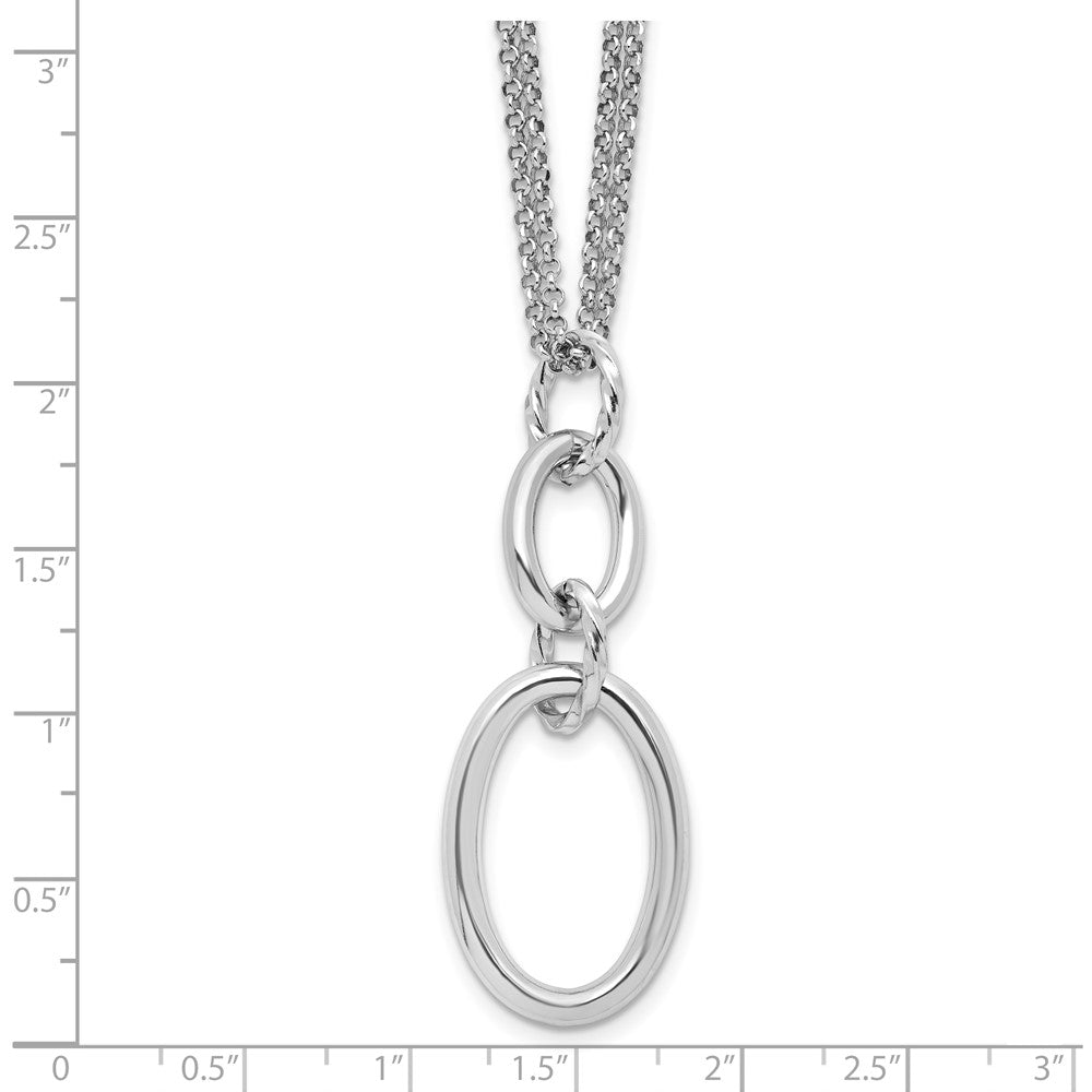 Sterling Silver Rh Plated 2 Strand Oval With 1.5In Ext. Necklace
