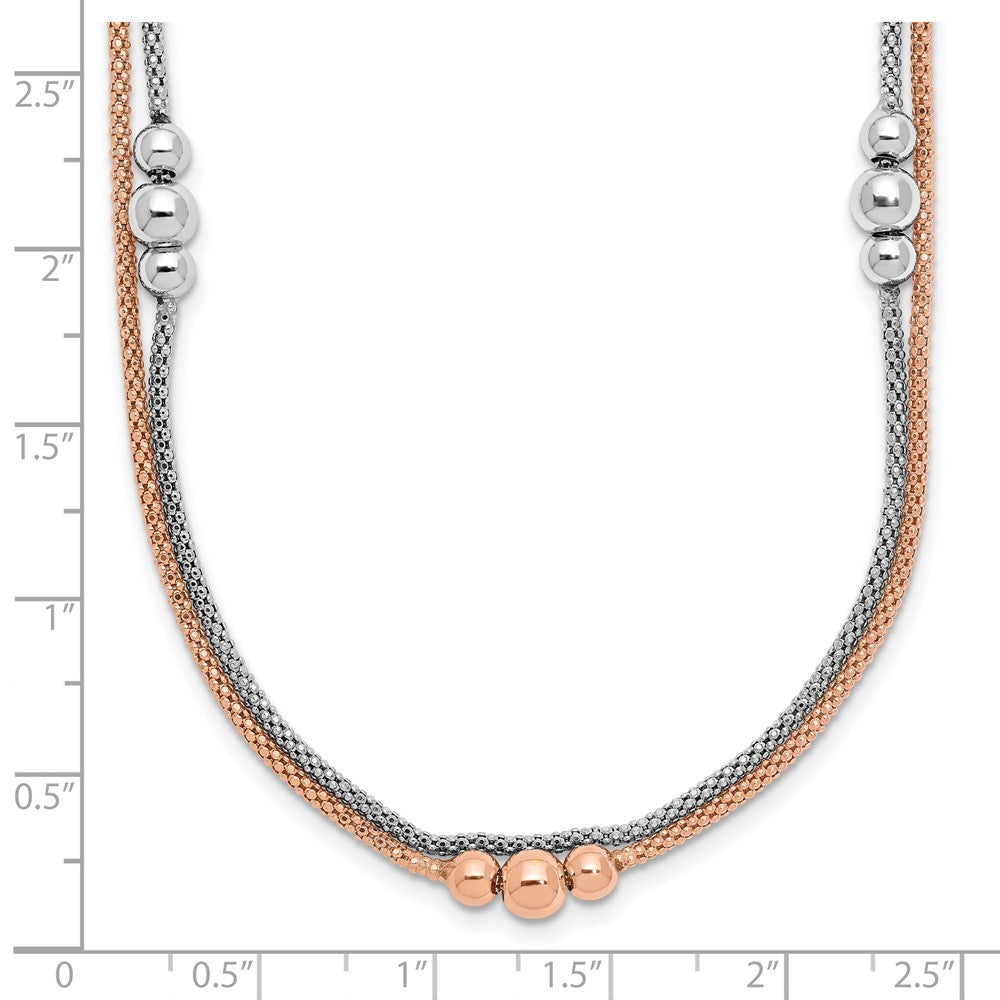 Sterling Silver Rhodium And Rose Tone 1.75In Ext. Necklace