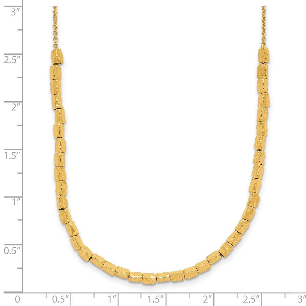 Gold Plated Sterling Silver Polished/Hammered 2In Ext. Necklace