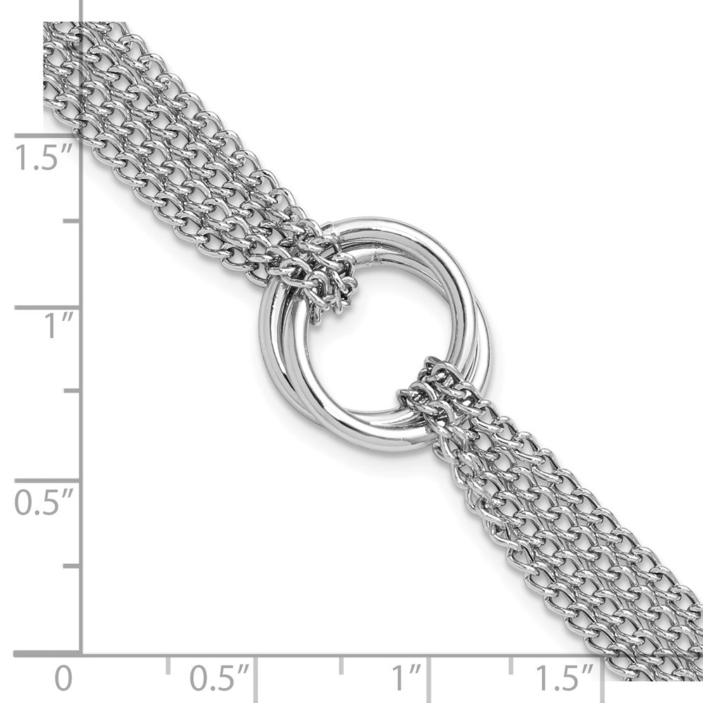 Sterling Silver Rh Plt Multi Strand Circles W/ 1In Ext. Bracelet