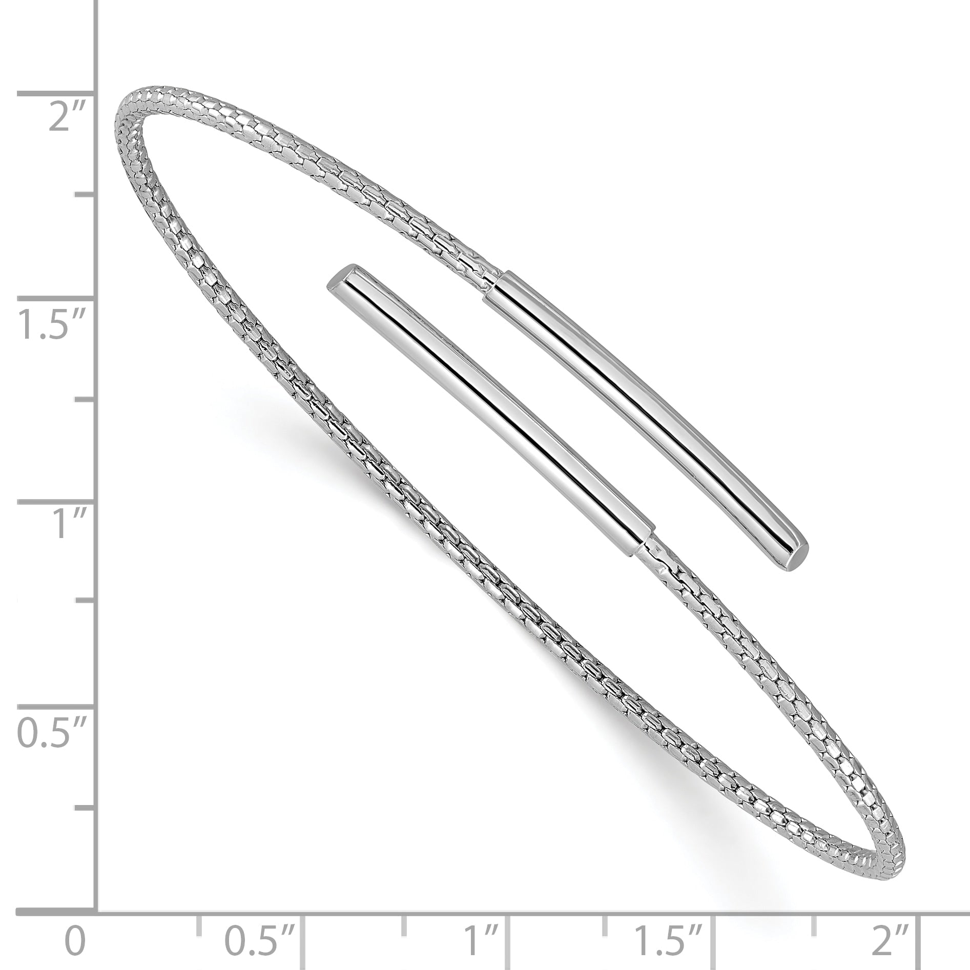 Sterling Silver Rhodium Plated Polished Bypass Cuff Bangle