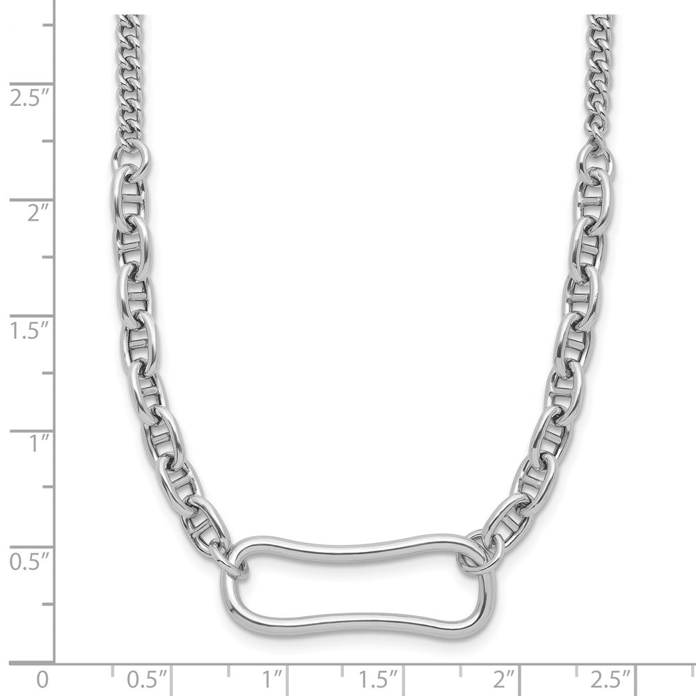 Sterling Silver Rhodium Plated With 2In Ext. Necklace