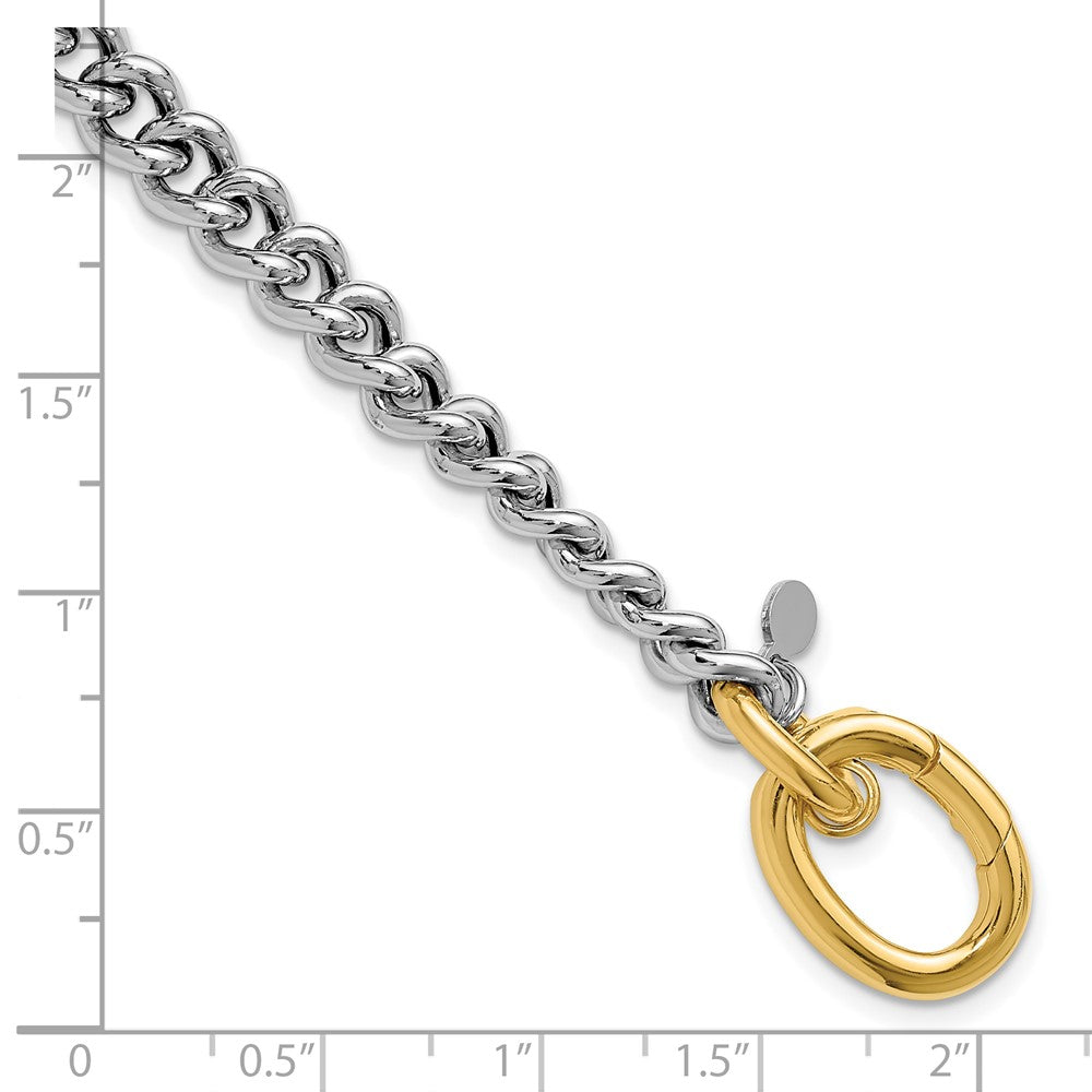 Gold Plated Sterling Silver Rhodium And With Curb Link Bracelet