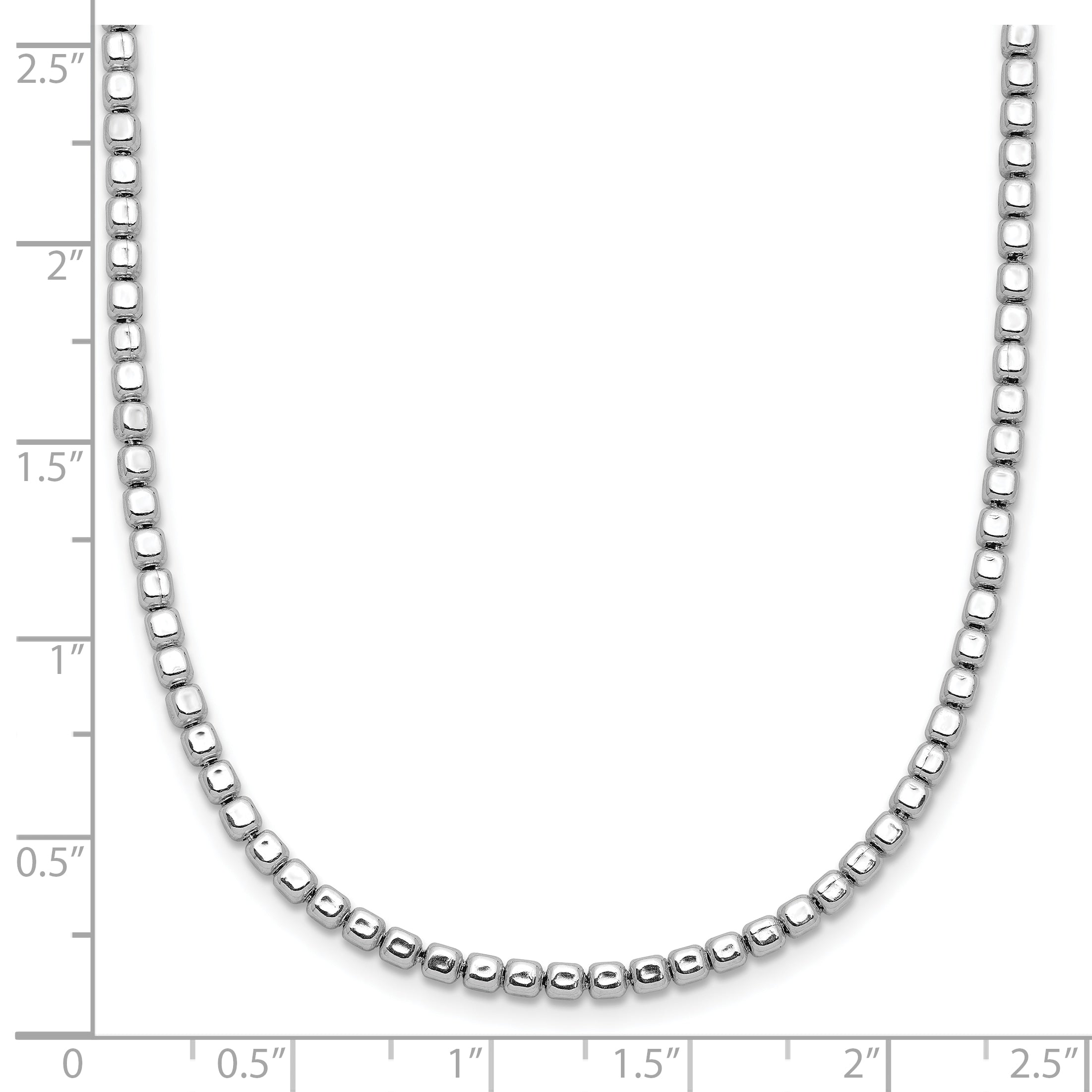 Sterling Silver Rhodium Plated Beaded With 2In Ext. Necklace