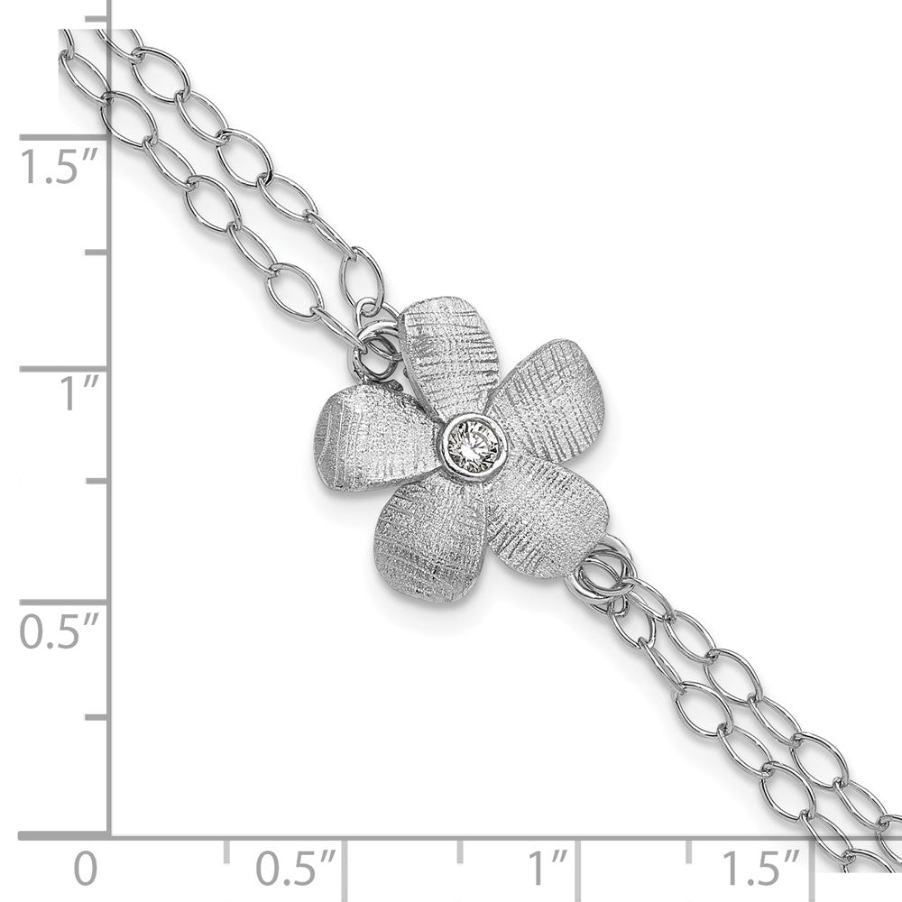 Sterling Silver Ss Rh Plat Radiant Essence Pol/Scratch Cz 1In Ext. Bracelet