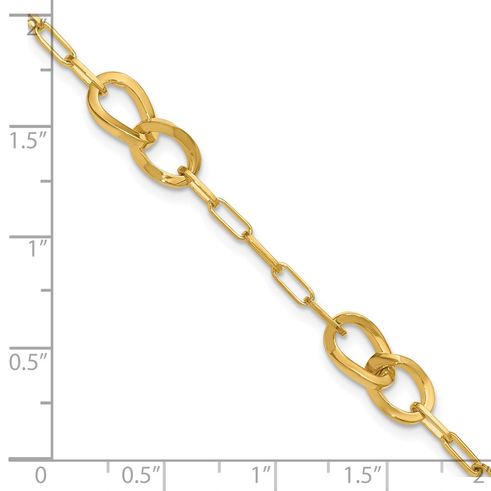 Gold Plated Sterling Silver Fancy Link With 1In Ext. Bracelet