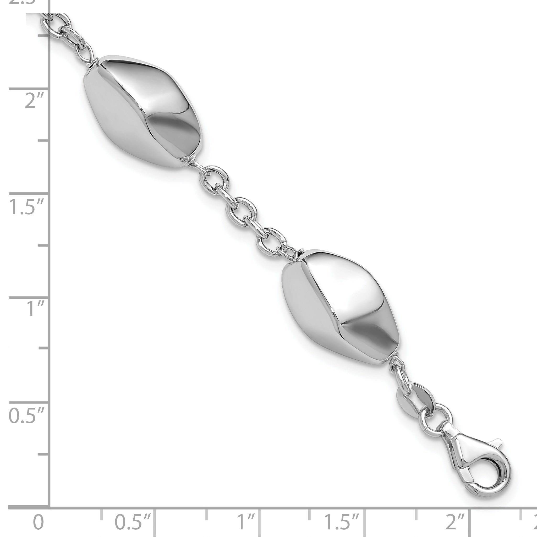 Sterling Silver Rhodium Plated Polished With .75In Ext. Bracelet