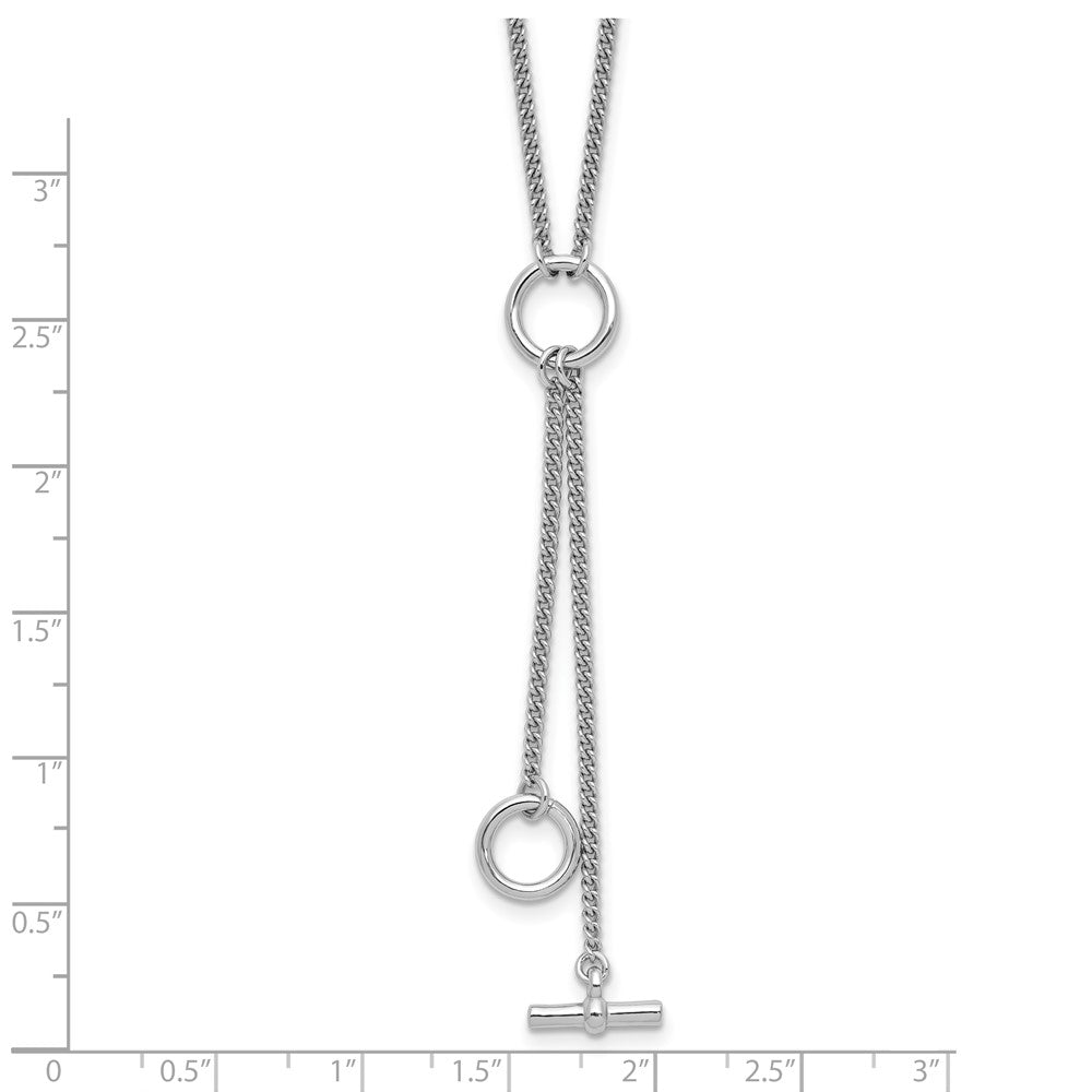 Sterling Silver Ss Rh Plated Polished Circle Tassel 2In Ext. Necklace