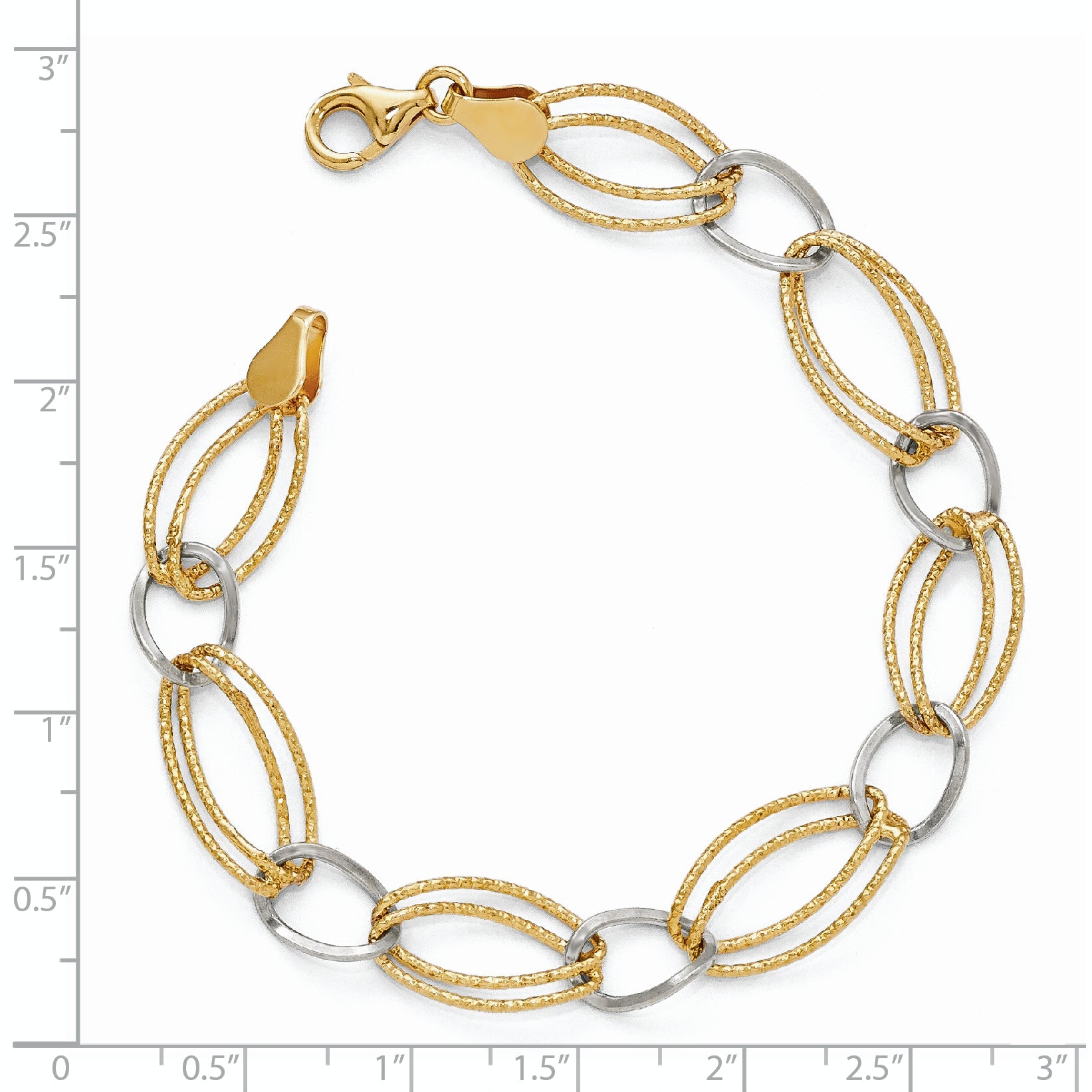 7 Inch Sterling Silver Gold-Tone Flash 18K Plated Link Bracelet