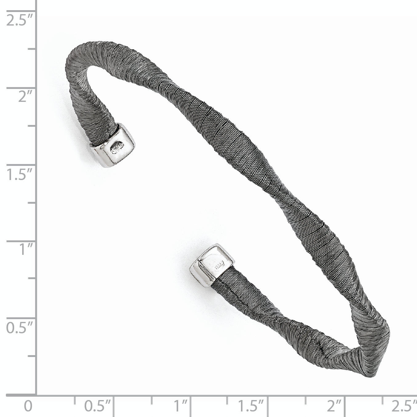 Sterling Silver Black Rhodium-Plated Textured Twisted Bracelet