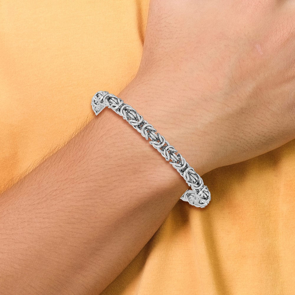 7.5 Inch Sterling Silver Rhodium-Plated Polished Link Bracelet