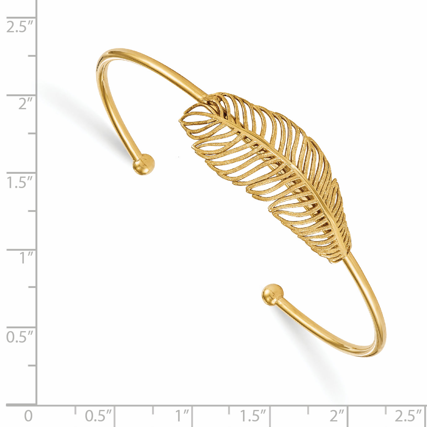 Sterling Silver Gold-Tone Leaf Cuff Bangle