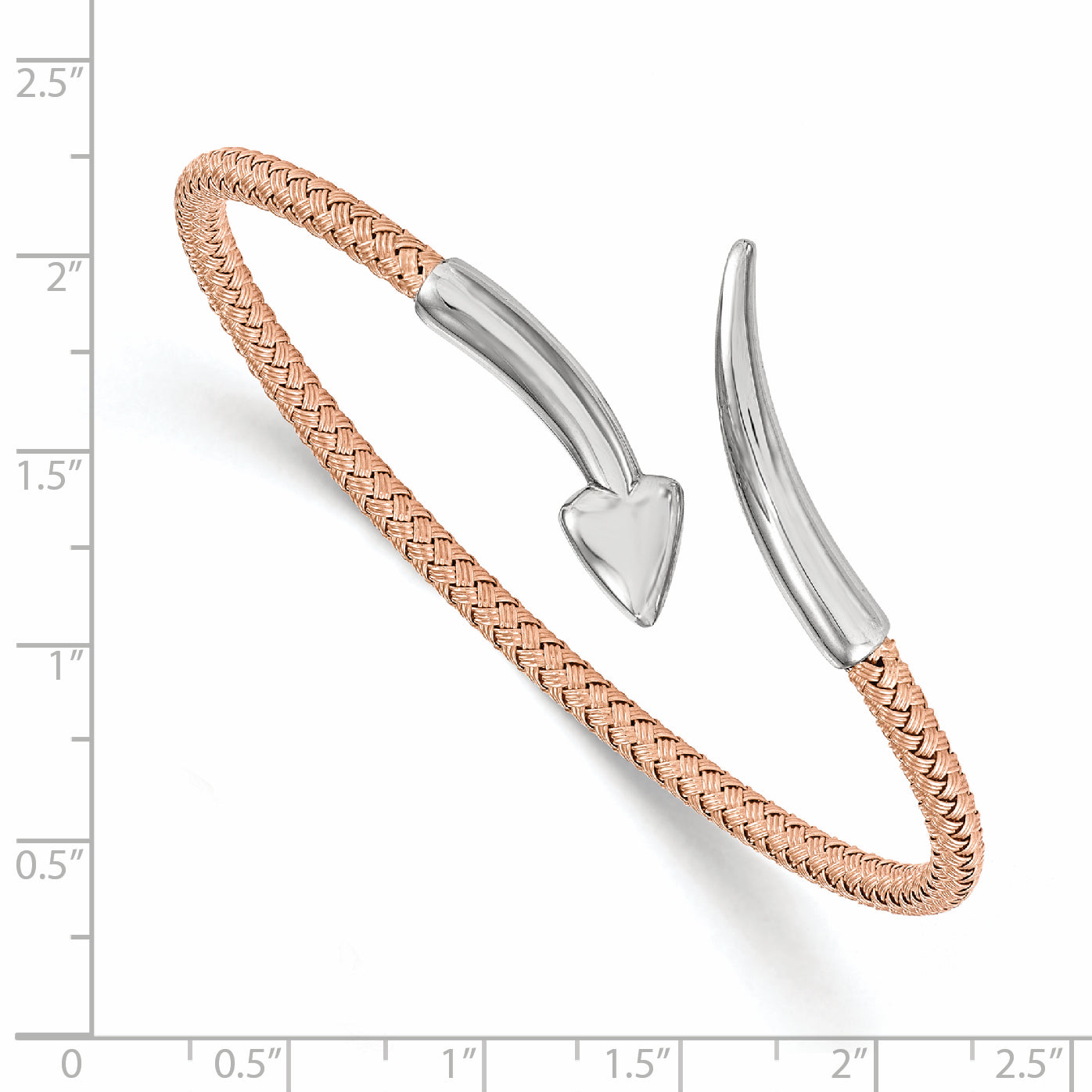 Sterling Silver Rose Rhodium-Plated Flexible Bangle