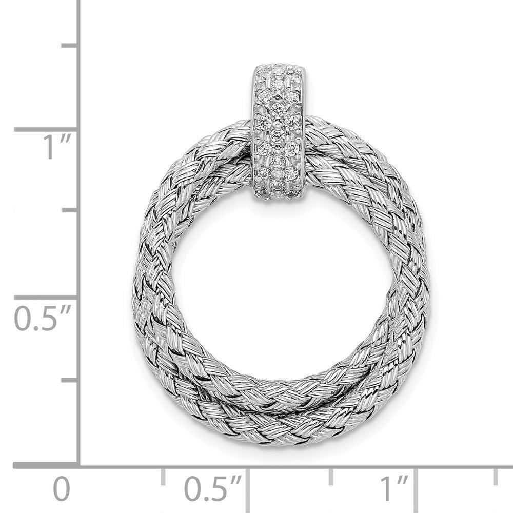 Sterling Silver Polished With Cz Braided Pendant