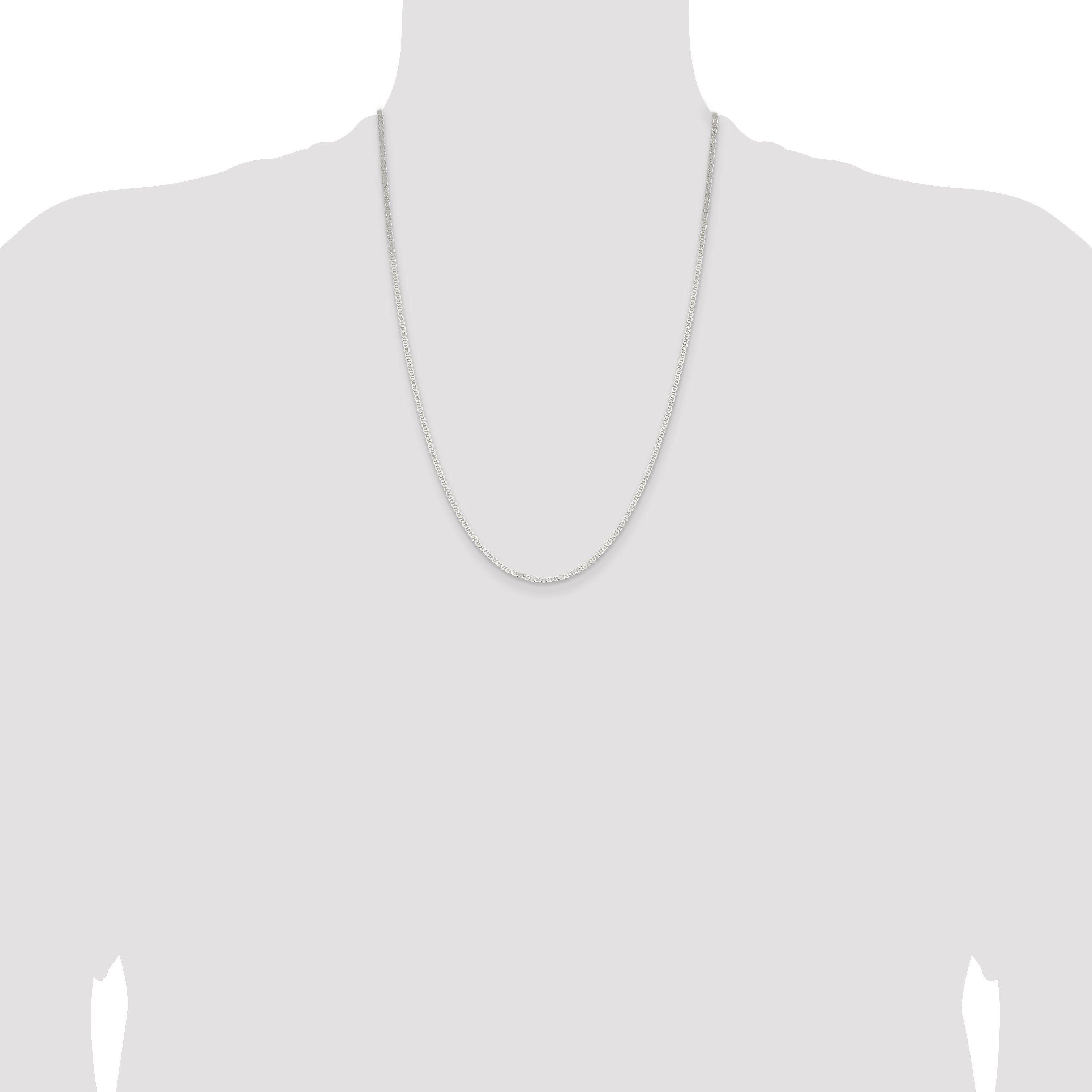 24 Inch Sterling Silver 2.25mm Flat Anchor Chain Necklace