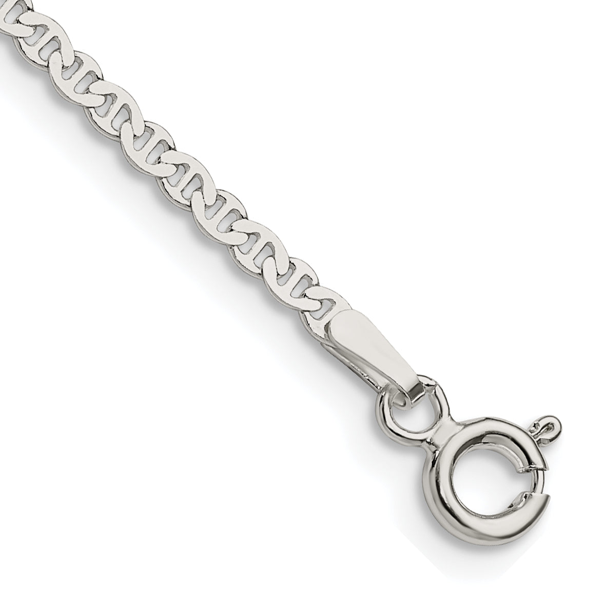 9 Inch Sterling Silver 2.25mm Flat Anchor Chain Anklet