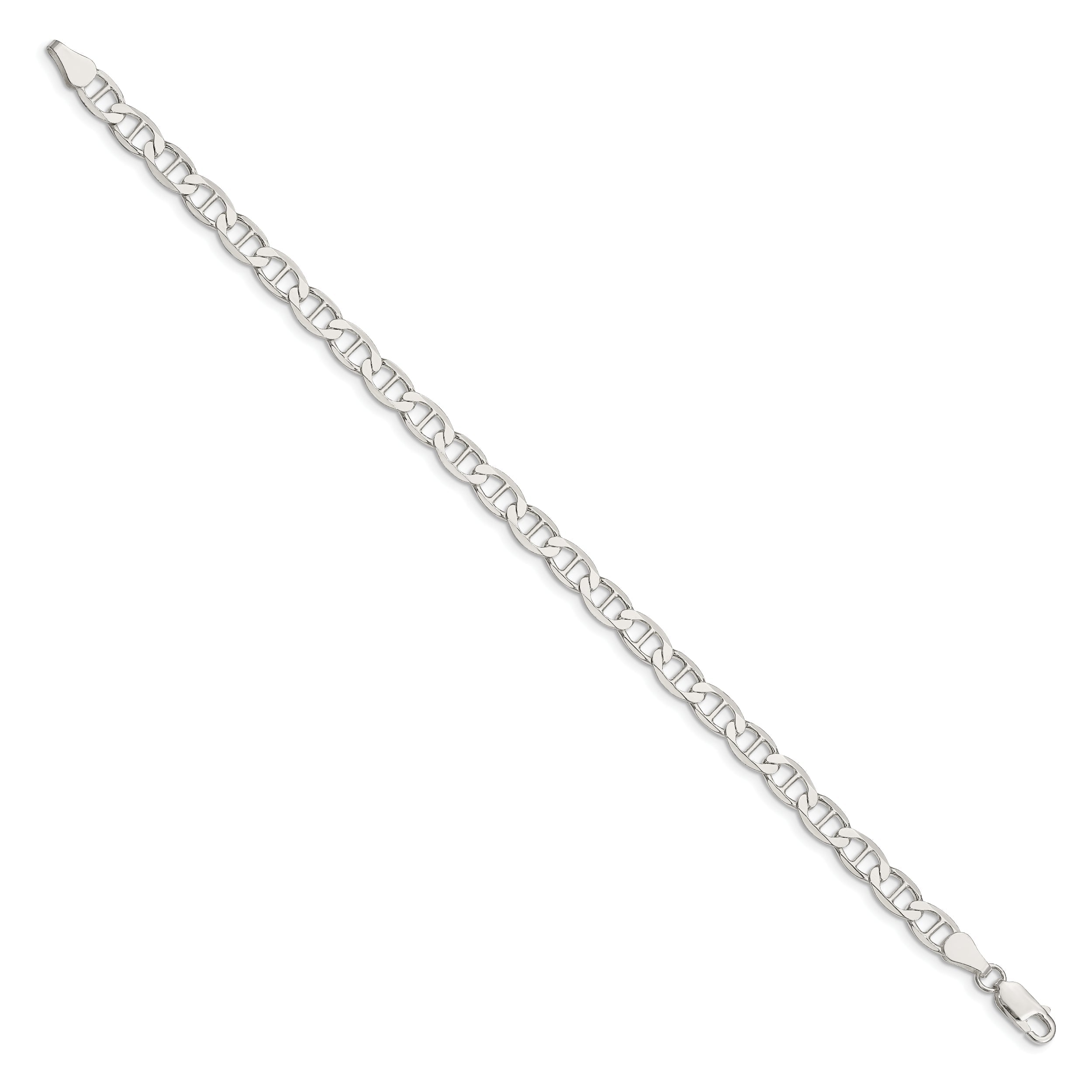 8 Inch Sterling Silver 5.7mm Flat Anchor Chain Bracelet
