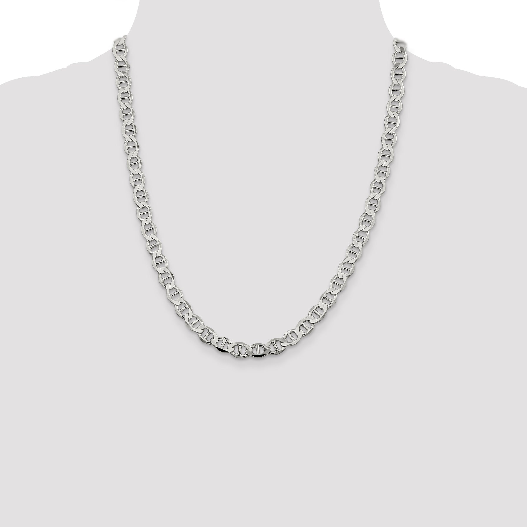 22 Inch Sterling Silver 8.9mm Flat Anchor Chain Necklace