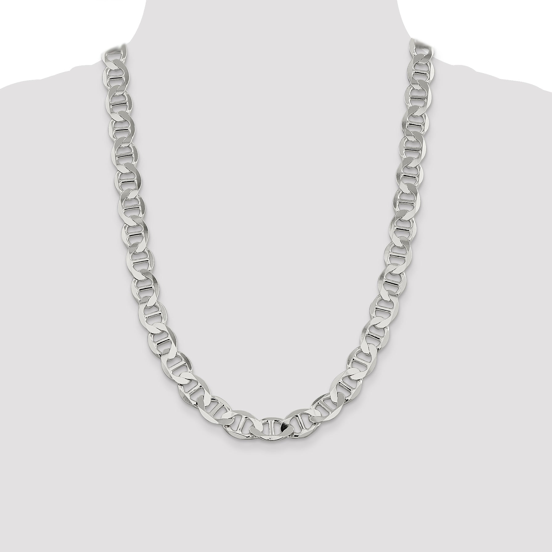 24 Inch Sterling Silver 12.3mm Flat Anchor Chain Necklace