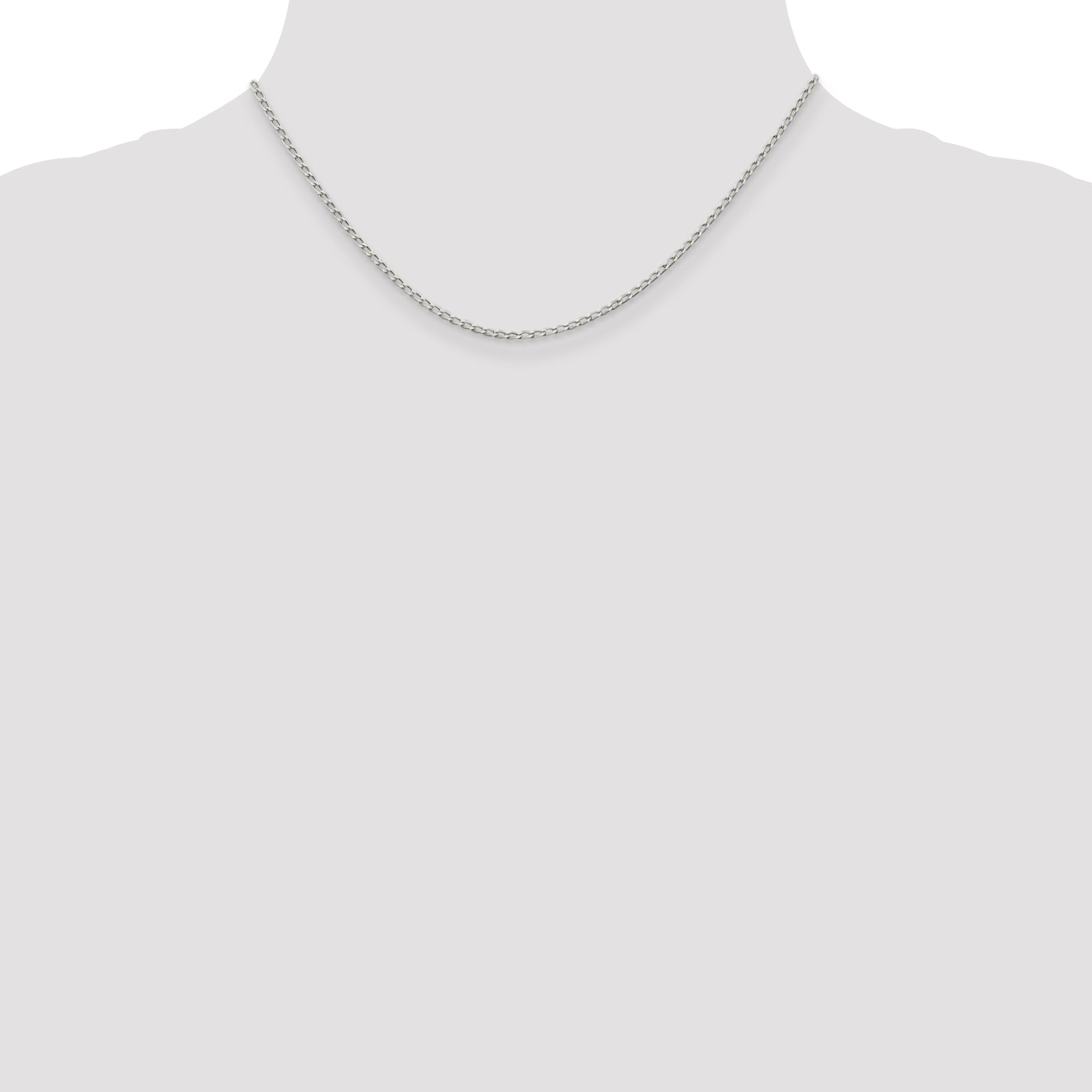 16 Inch Sterling Silver 1.5mm Open Elongated Link Chain Necklace