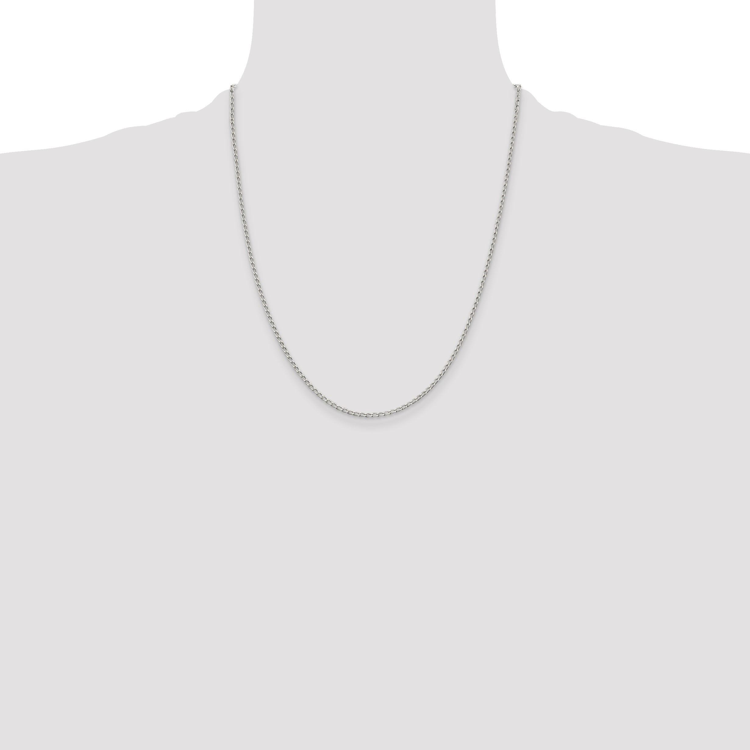 22 Inch Sterling Silver 1.5mm Open Elongated Link Chain Necklace