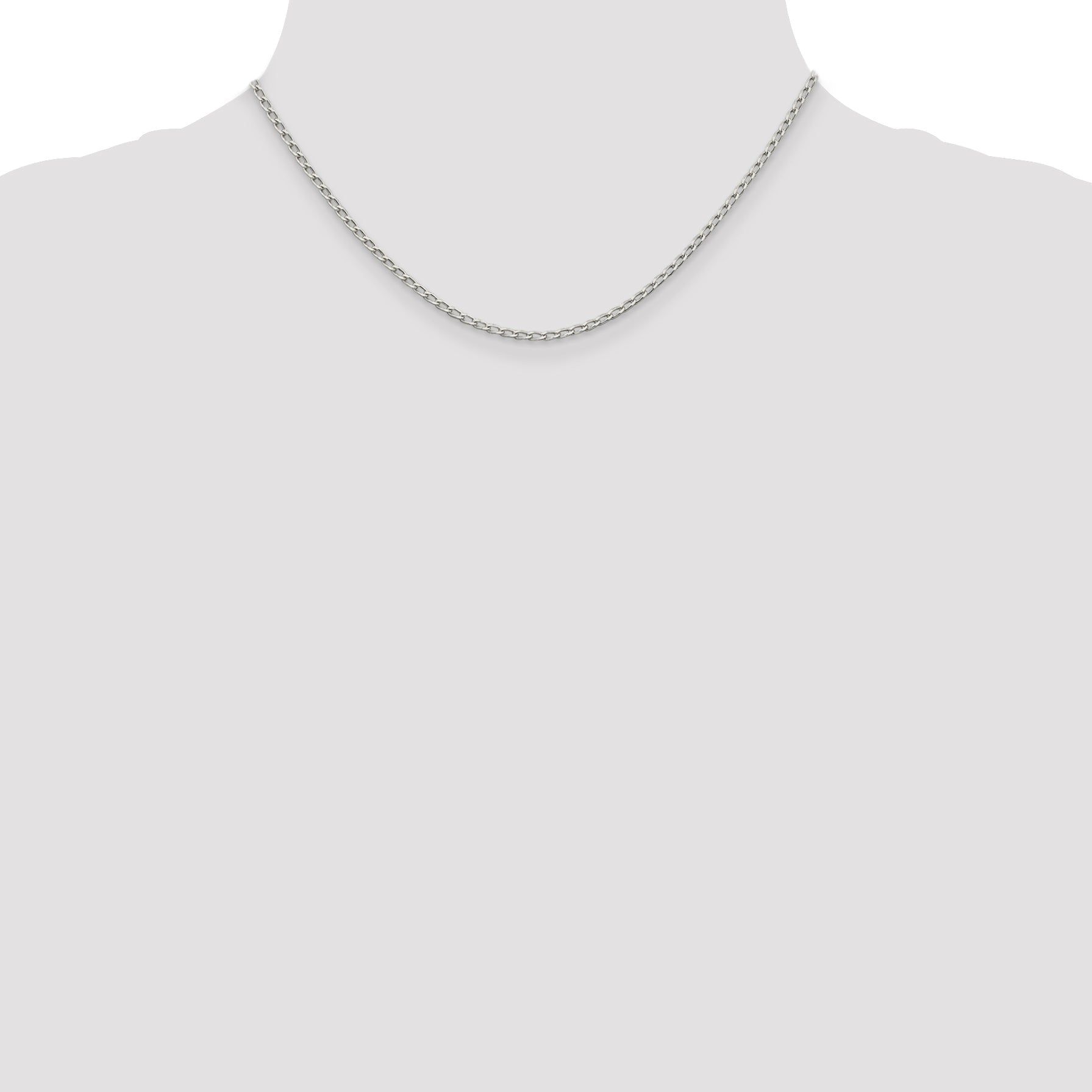 16 Inch Sterling Silver 2mm Open Elongated Link Chain Necklace