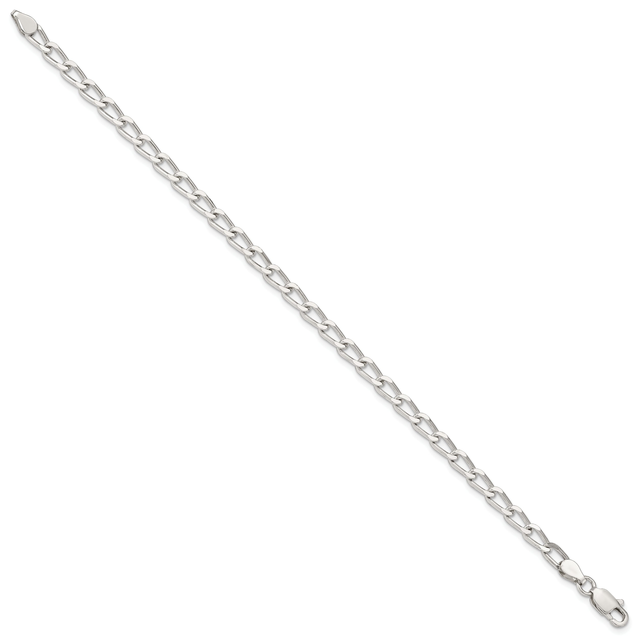 7 Inch Sterling Silver 4.3mm Open Elongated Link Chain Bracelet