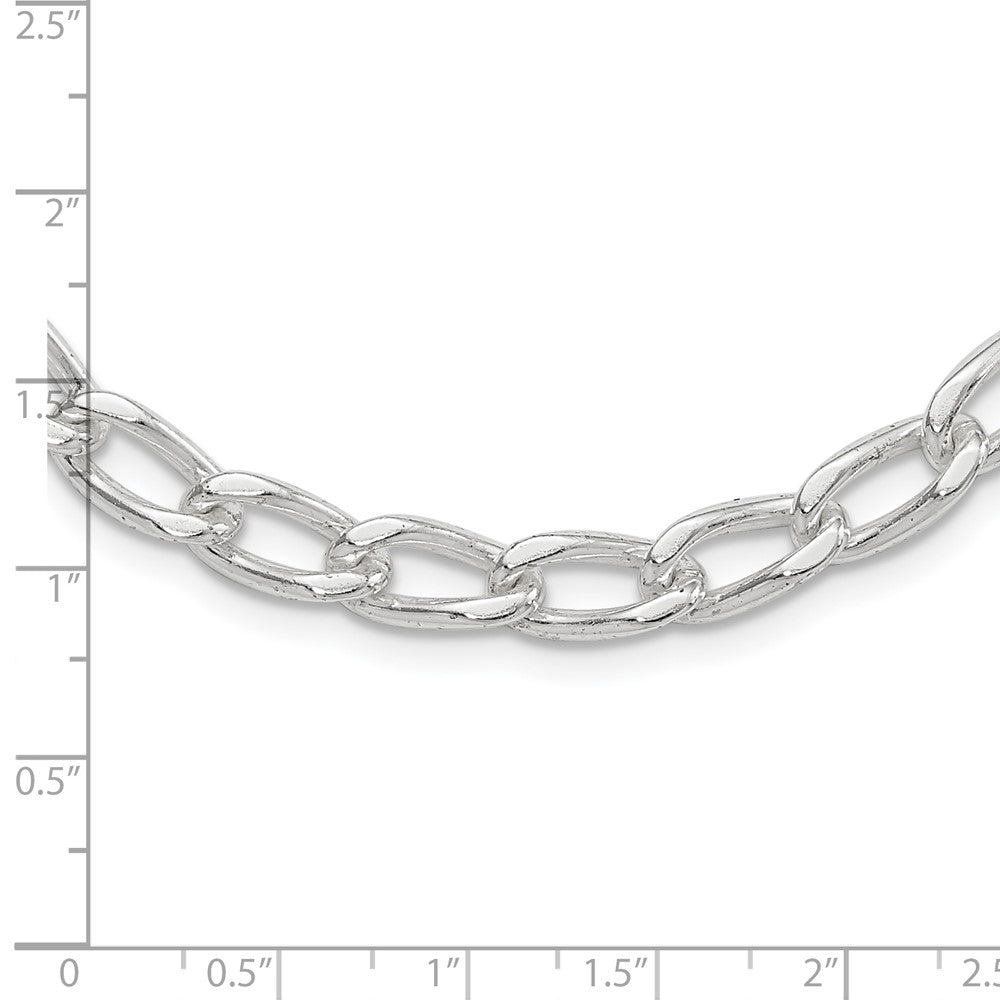 18 Inch Sterling Silver Polished 7mm Open Link Chain Necklace