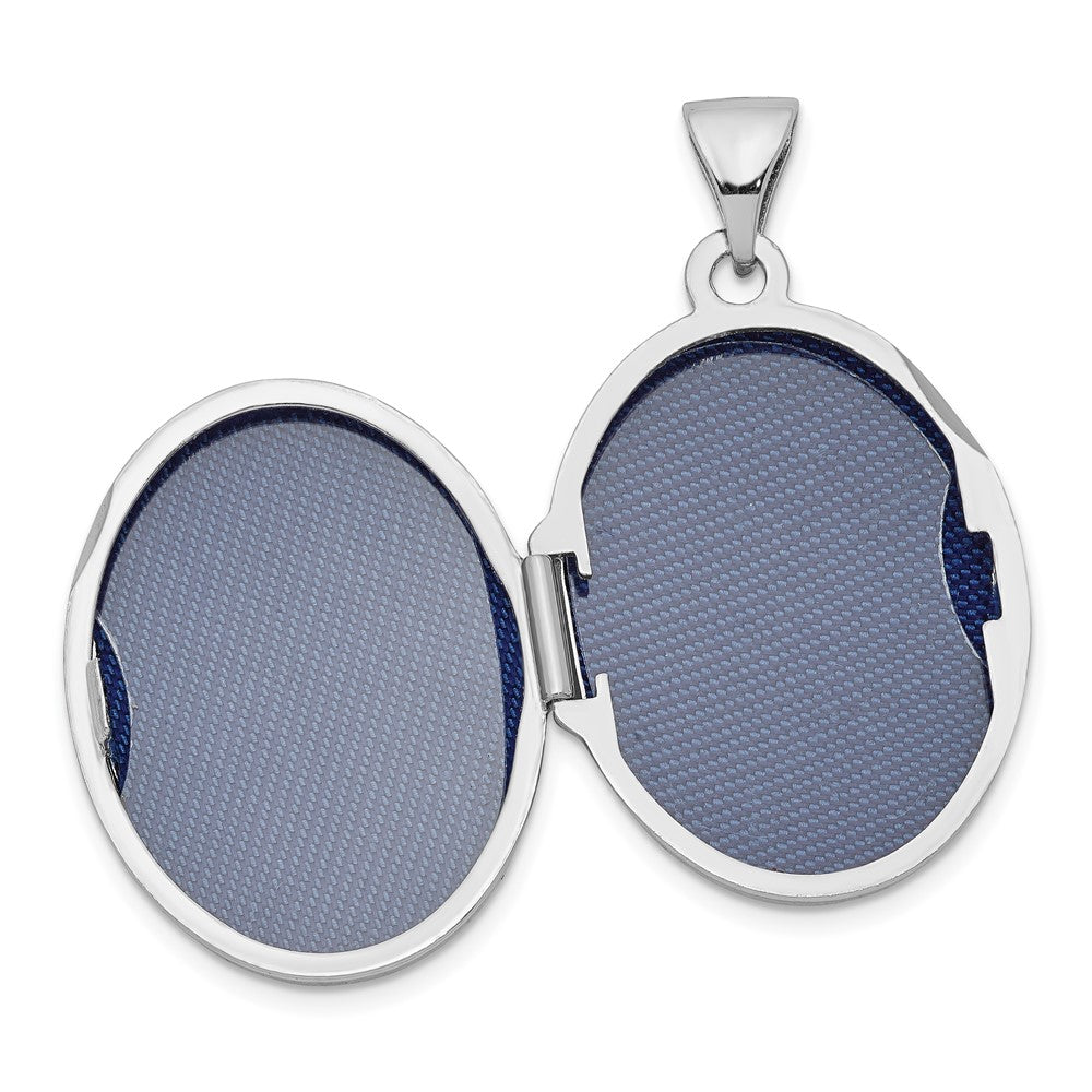 Sterling Silver Rhodium-Plated Oval Floral Locket