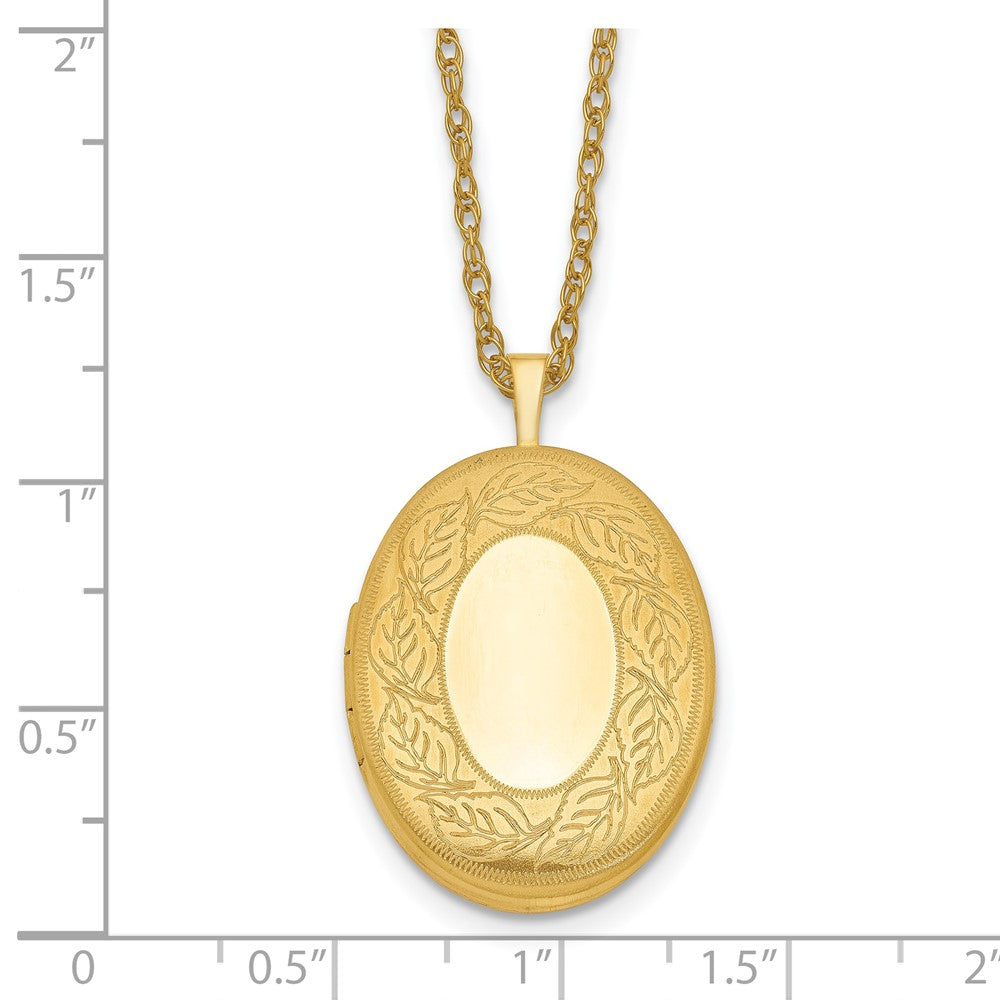 Gold Filled 14/20 1/20 26mm Leaf Border Oval Locket Necklace