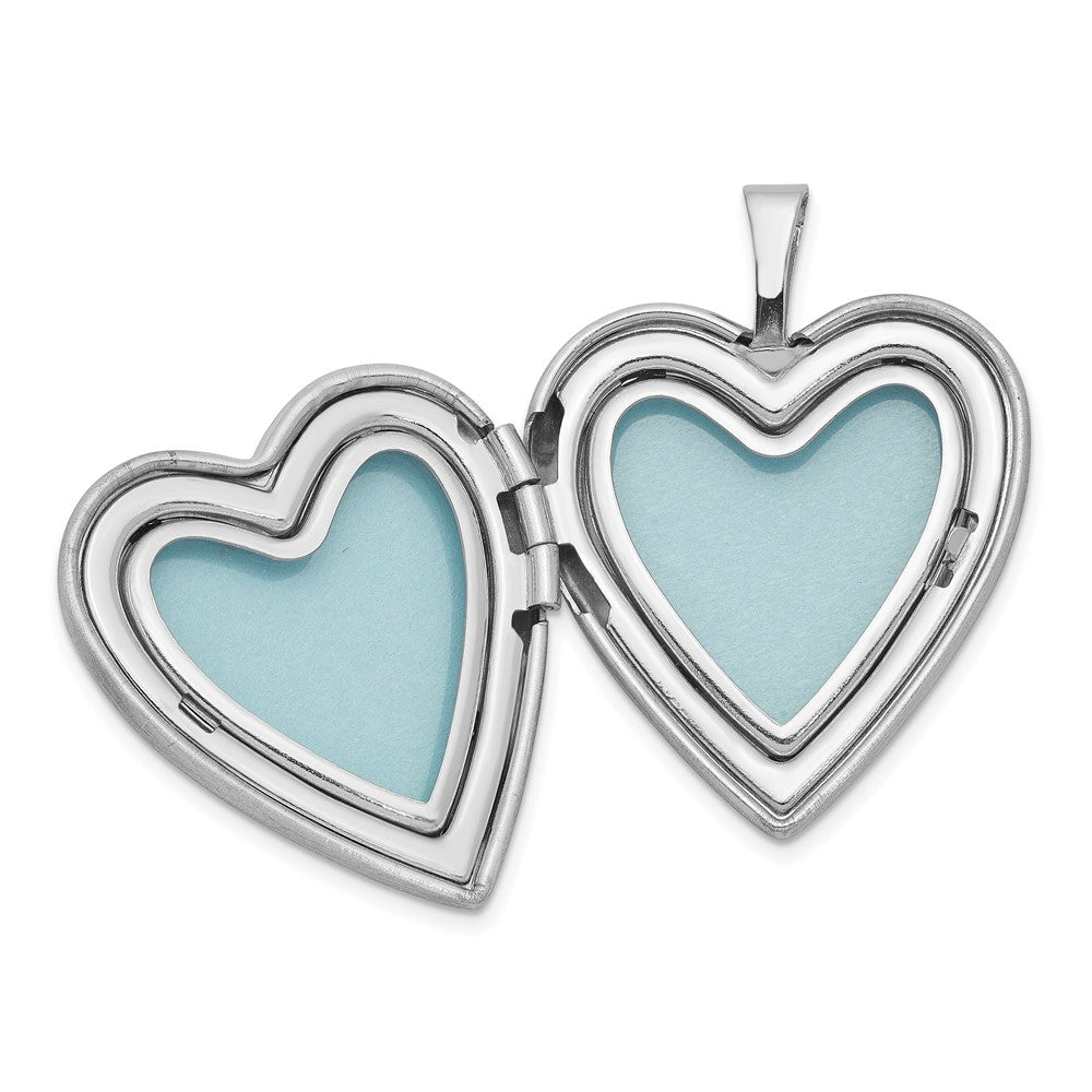Sterling Silver Rhodium-Plated Polished & Satin Forever In My Heart Mother/Daughter Locket/Pendant Necklace Set