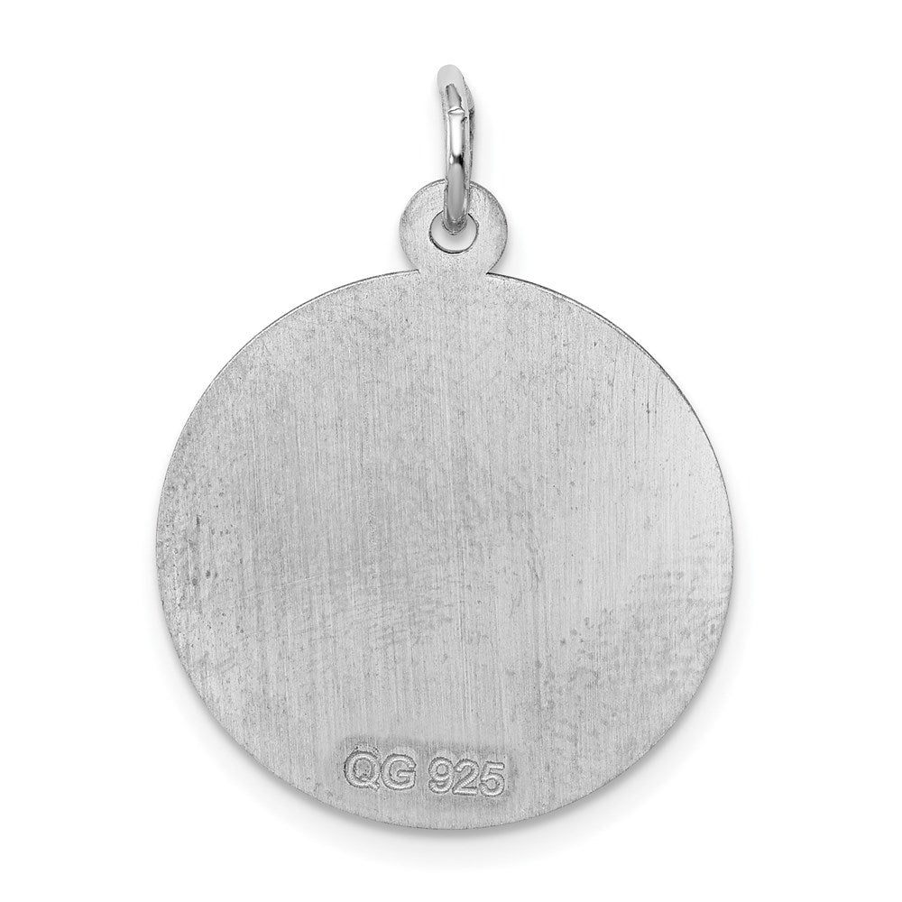 Sterling Silver Rhodium-Plated Engraveable Girl Disc Charm