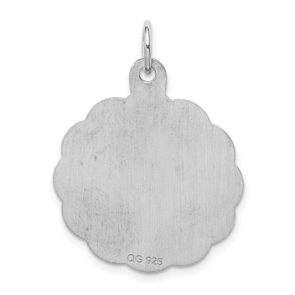 Sterling Silver Rhodium-Plated Engraveable Boy Disc Charm