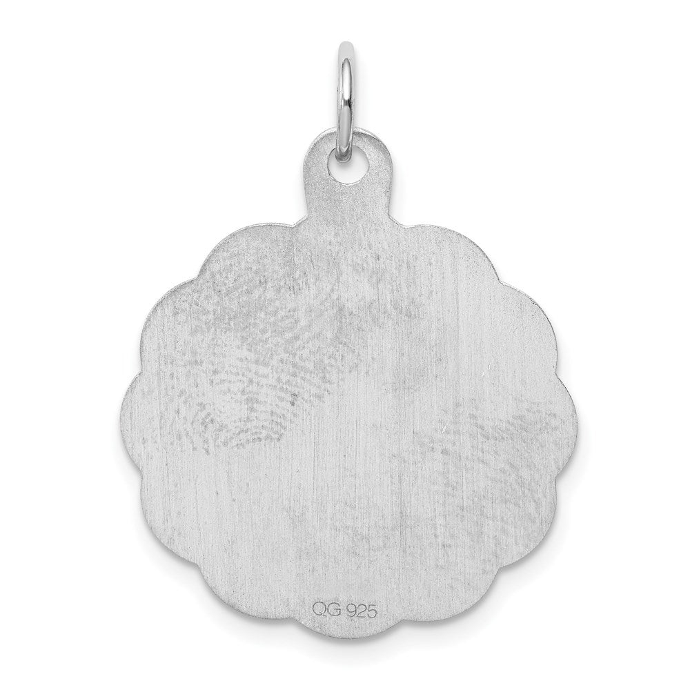 Sterling Silver Rhodium-Plated Engraveable Girl Disc Charm