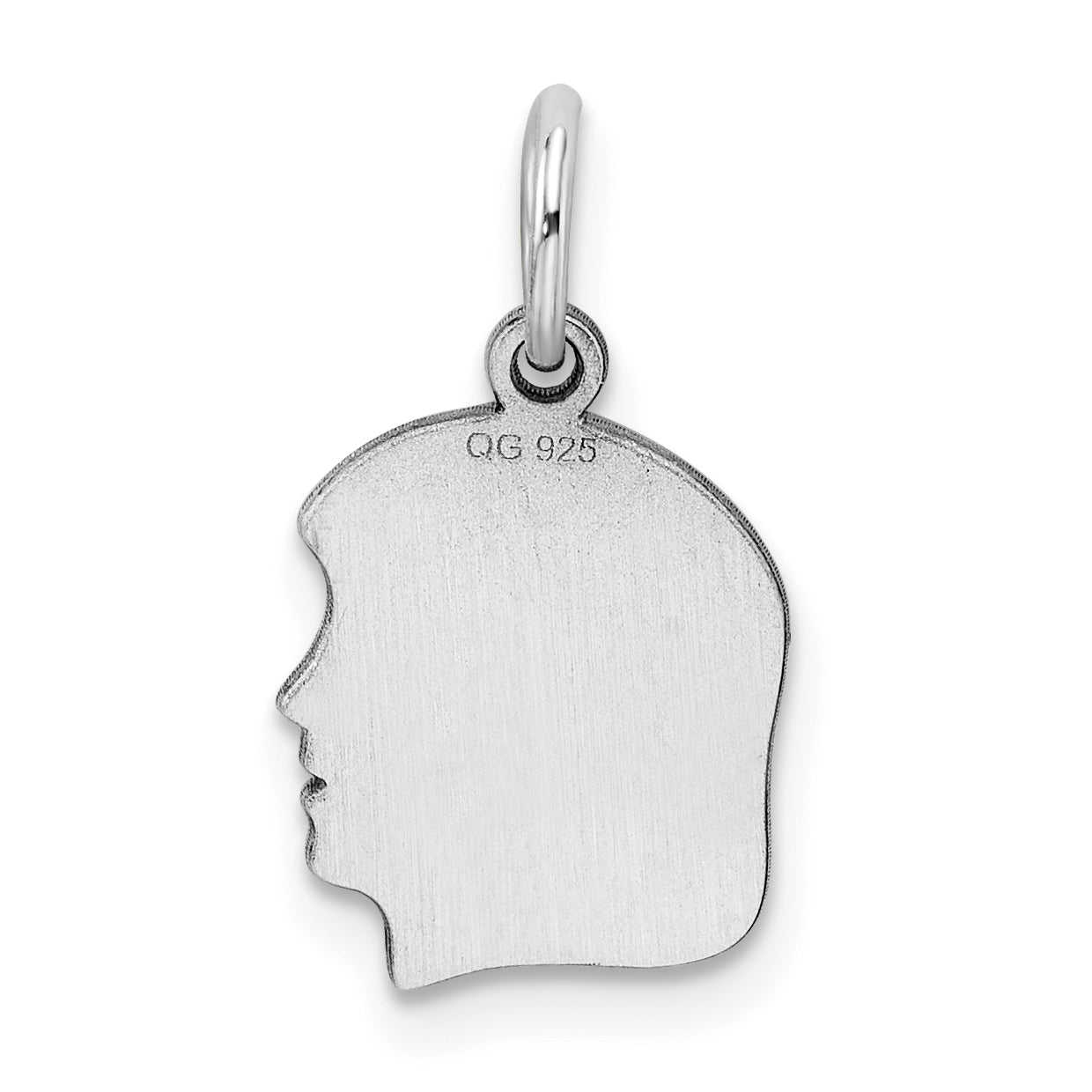 Sterling Silver Rh-Plt Engraveable Girl Disc Charm Polish On Front/Back