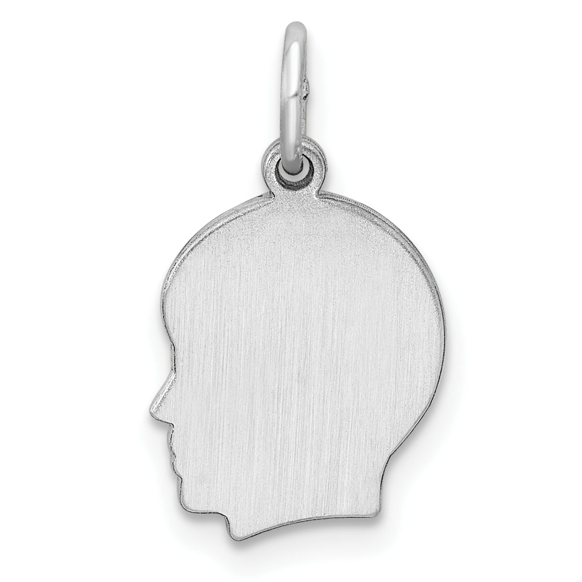 Sterling Silver Sterl Rh-Plt Engraveable Boy Polished Front/Satin Back Disc Charm