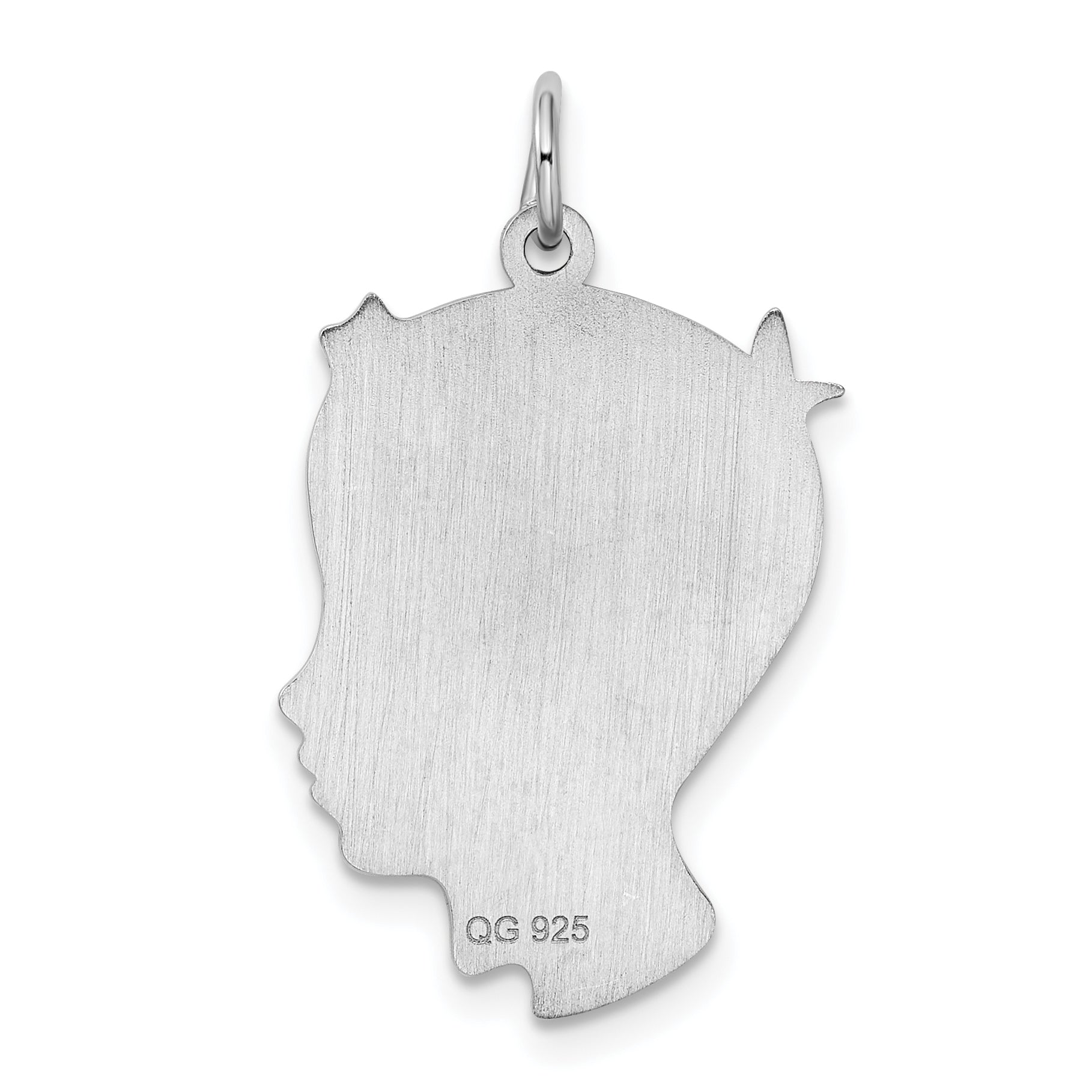Sterling Silver Sterl Rh-Plt Engraveable Boy Polished Front/Satin Back Disc Charm