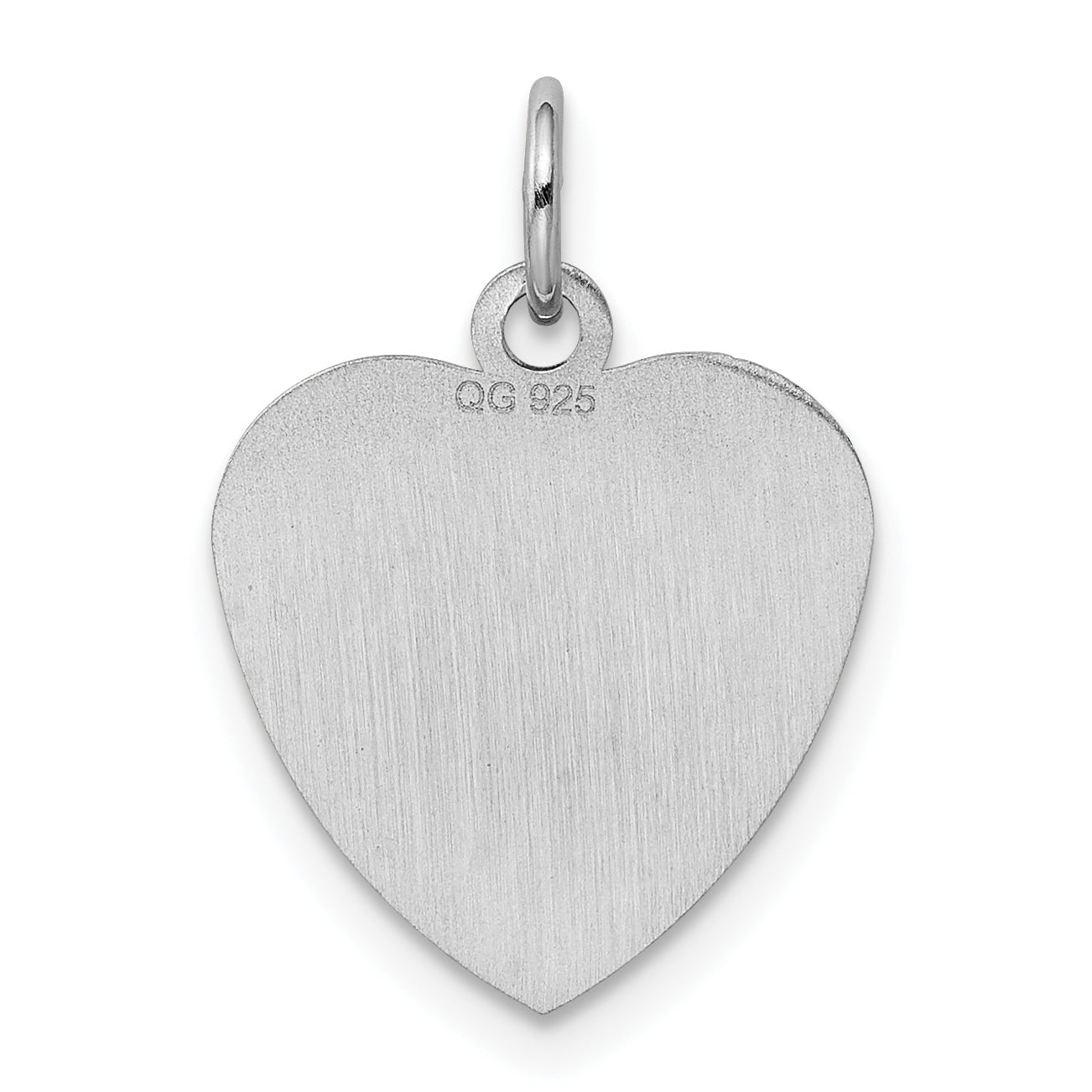 Sterling Silver Ss Rh-Plt Engraveable Heart Polished Front/Satin Back Disc Charm