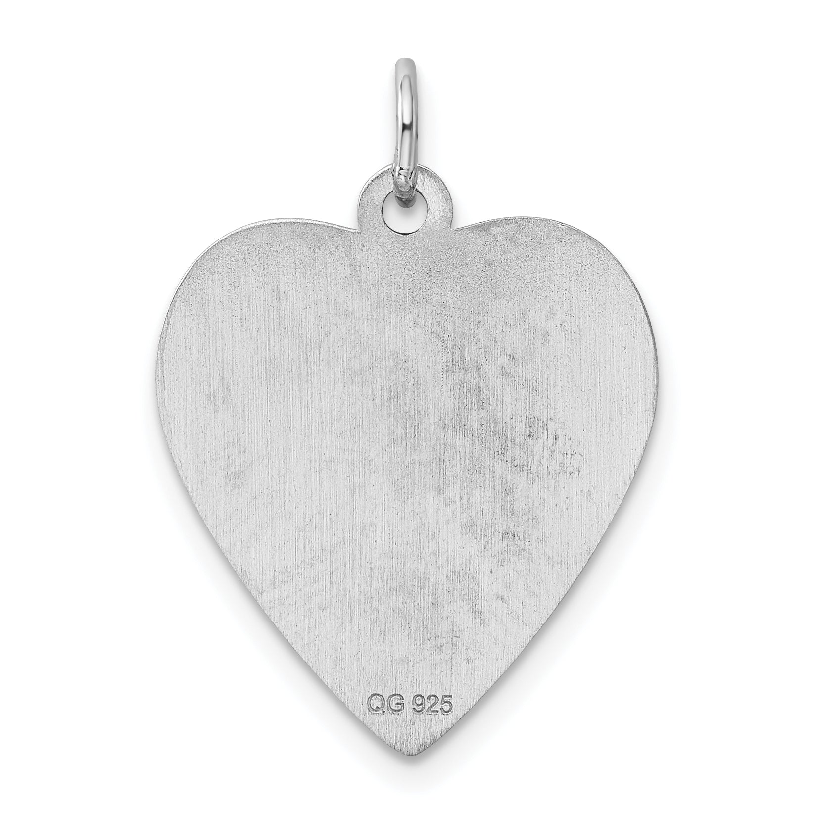 Sterling Silver Ss Rh-Plt Engraveable Heart Polished Front/Satin Back Disc Charm