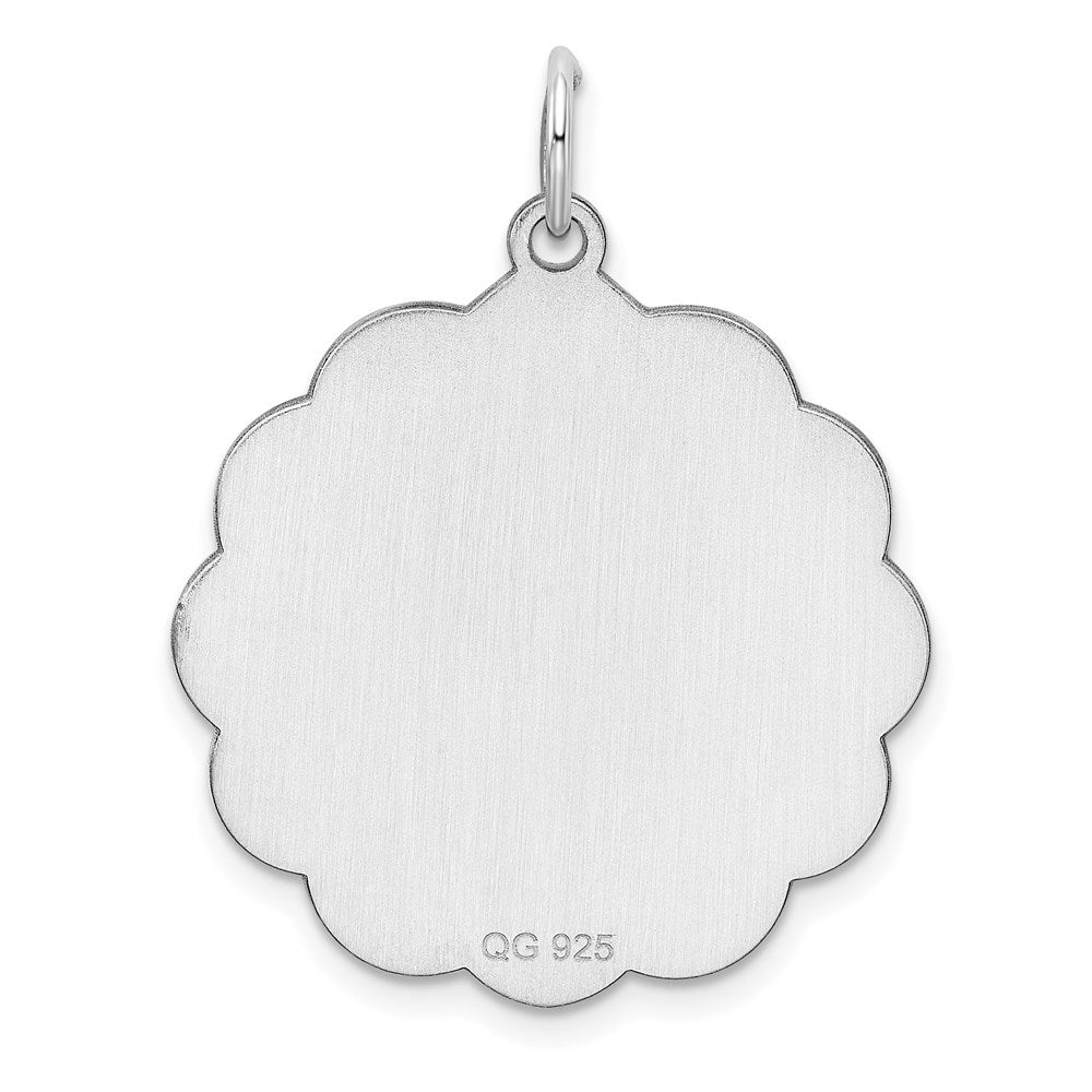 Sterling Silver Rh-Plt Engraveable Polished Front/Satin Back Disc Charm