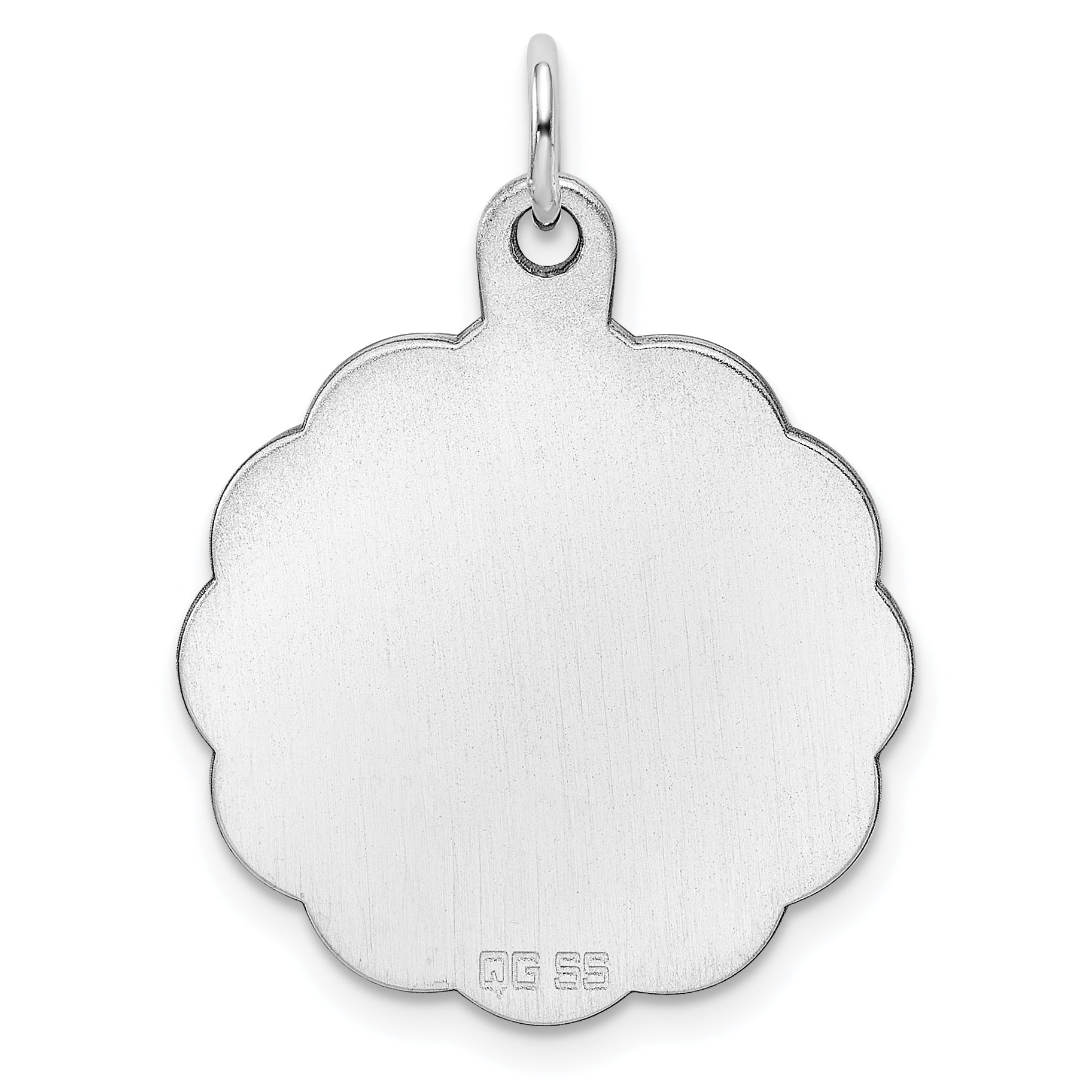 Sterling Silver Rh-Plt Engraveable Polished Front/Satin Back Disc Charm