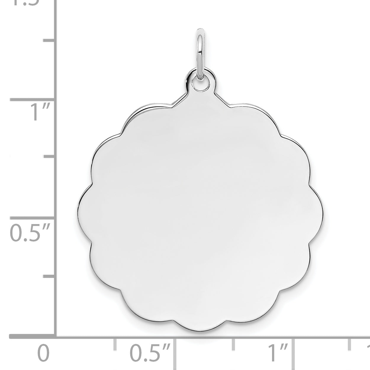 Sterling Silver Rh-Plt Engraveable Polished Front/Satin Back Disc Charm