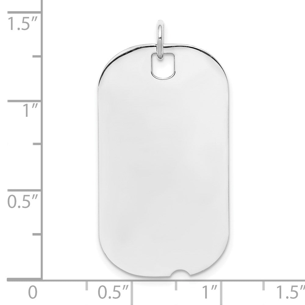 Sterling Silver Ss Rh-Plt Engraveable Dog Tag Polished Front/Satin Back Disc Charm
