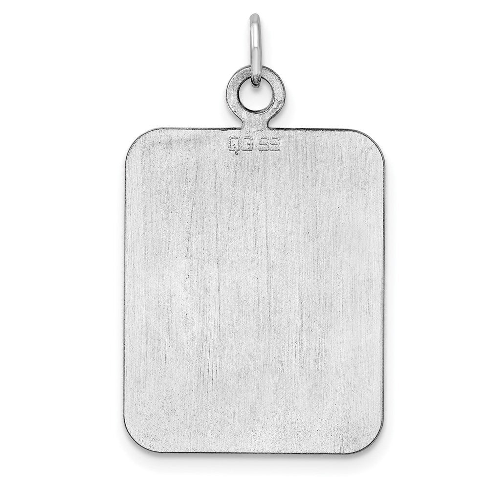 Sterling Silver Sterl Rh-Plt Engraveable Rectangle Polished Front/Back Disc Charm
