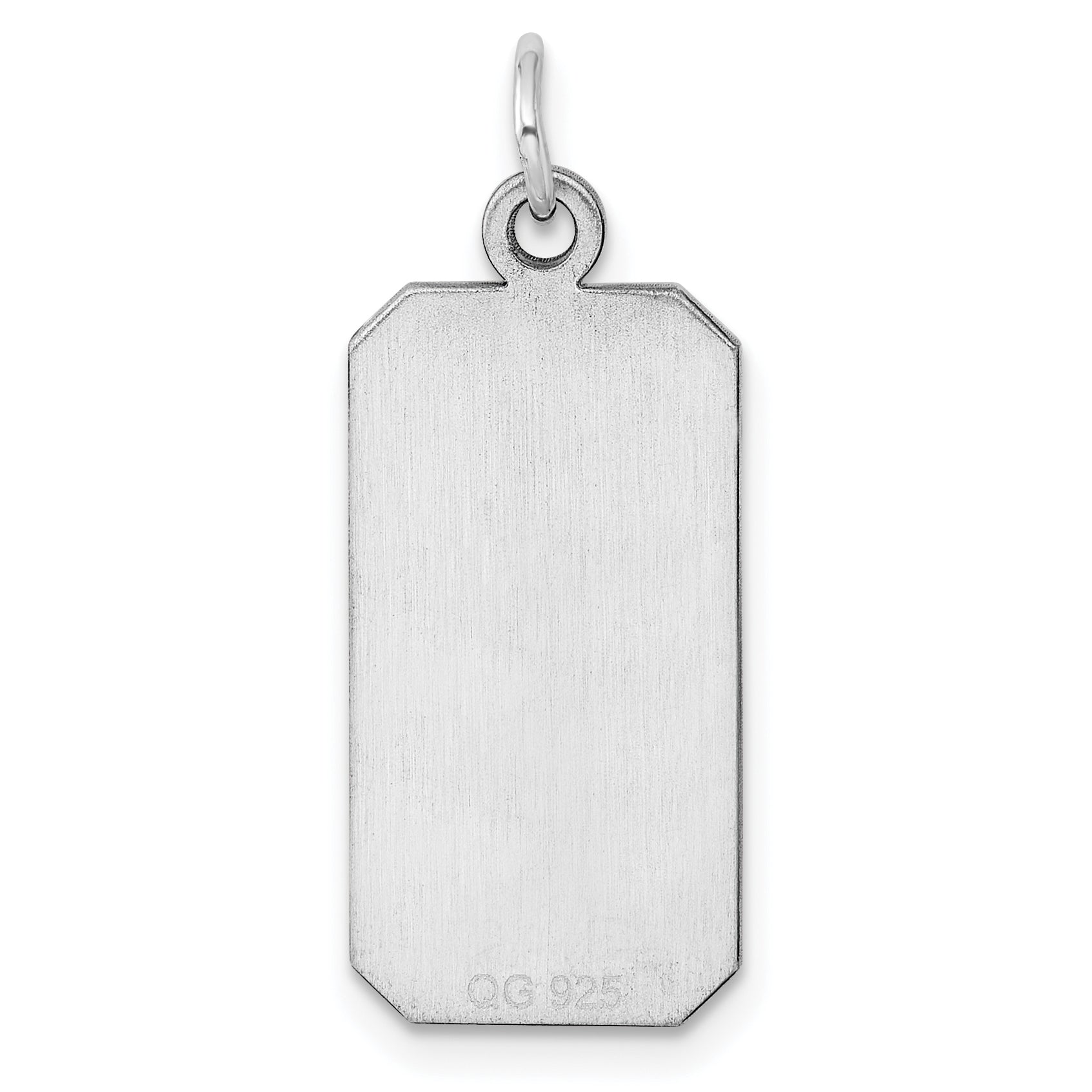 Sterling Silver Ss Rh-Plt Engraveable Rectangle Polished Front/Satin Back Disc Charm