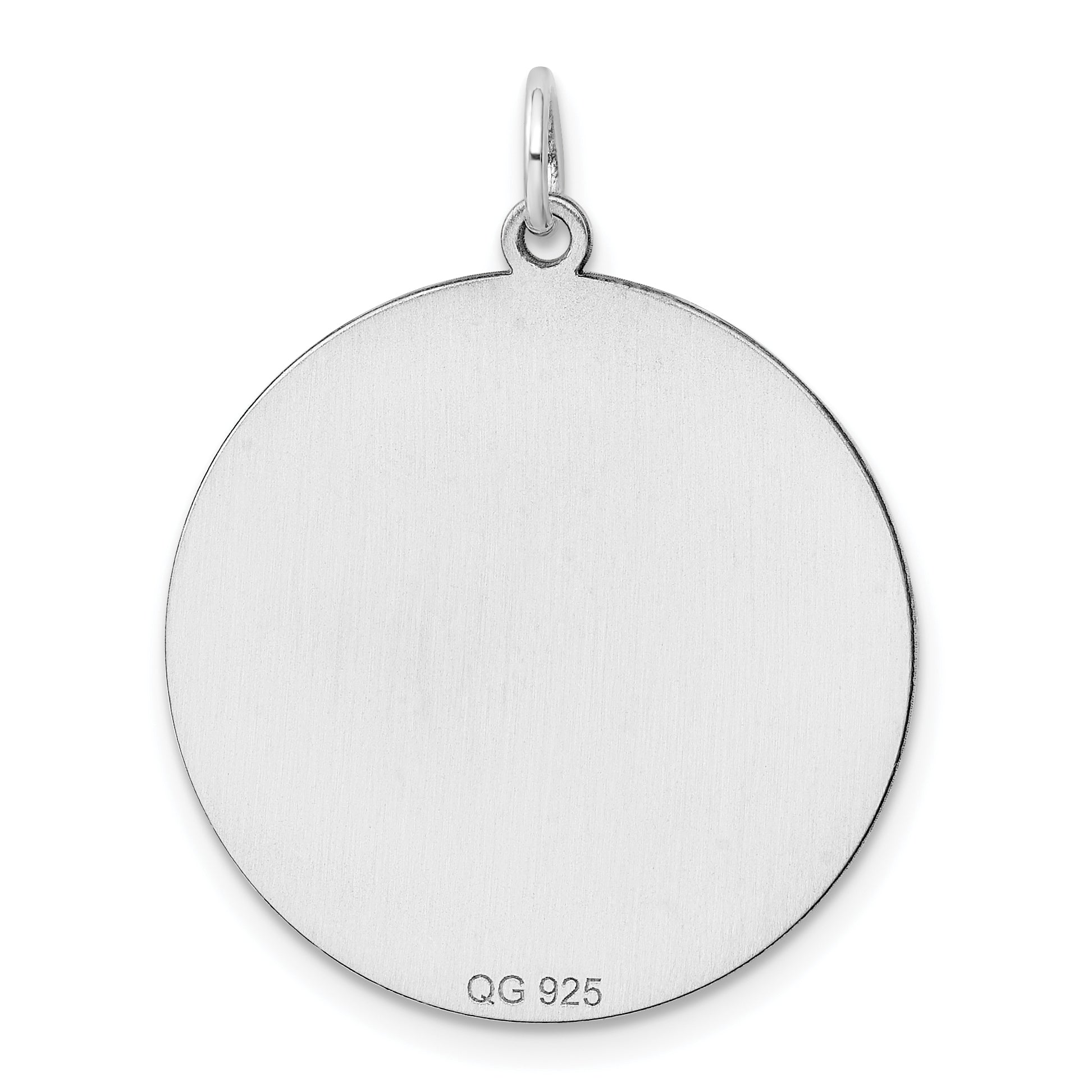 Sterling Silver Rhod-Plated Eng. Round Polished Front/Back Disc Charm