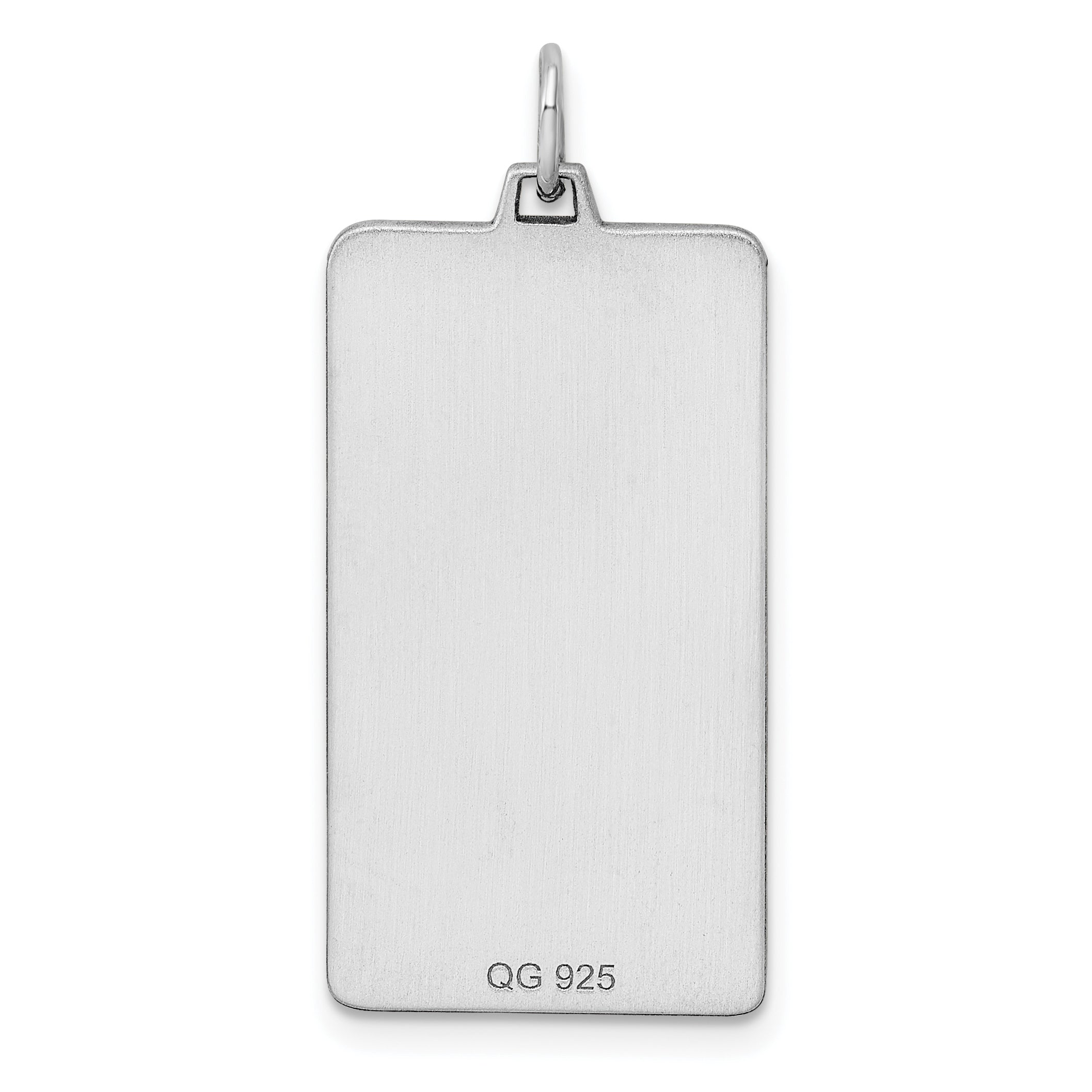 Sterling Silver Rhod-Plate Eng. Rect. Polish Front/Satin Back Disc Charm