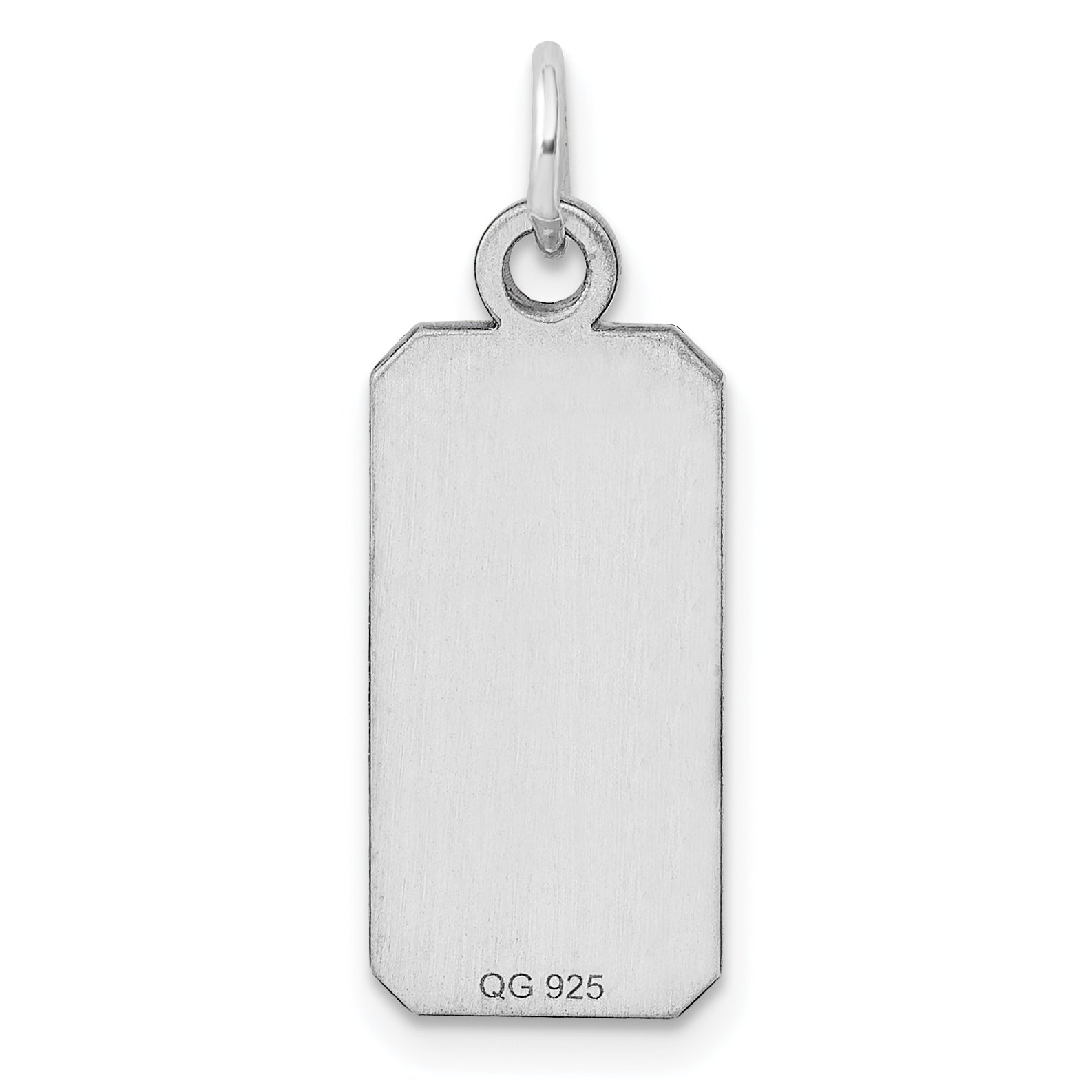 Sterling Silver Rhod-Plate Eng. Rect. Polish Front/Satin Back Disc Charm