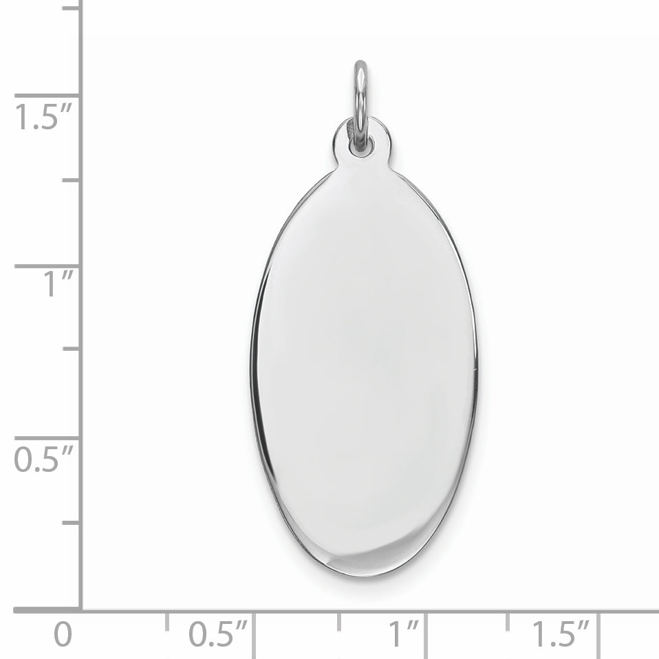 Sterling Silver Rhod-Plate Eng. Oval Polish Front/Satin Back Disc Charm