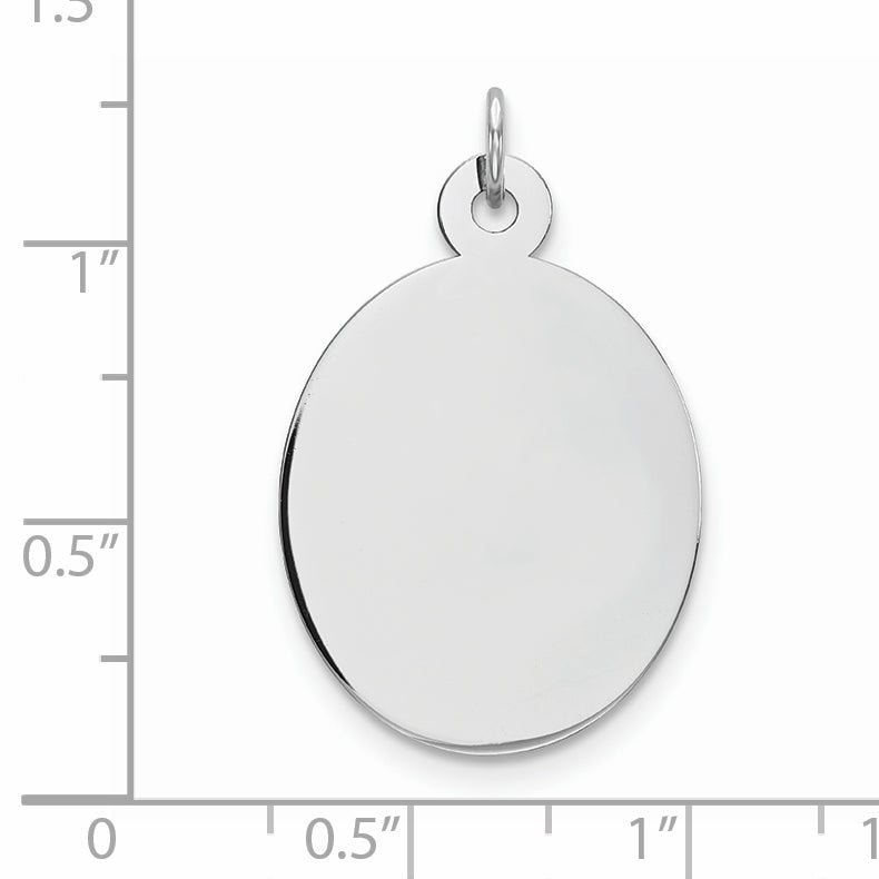 Sterling Silver Rhod-Plate Eng. Oval Polish Front/Satin Back Disc Charm